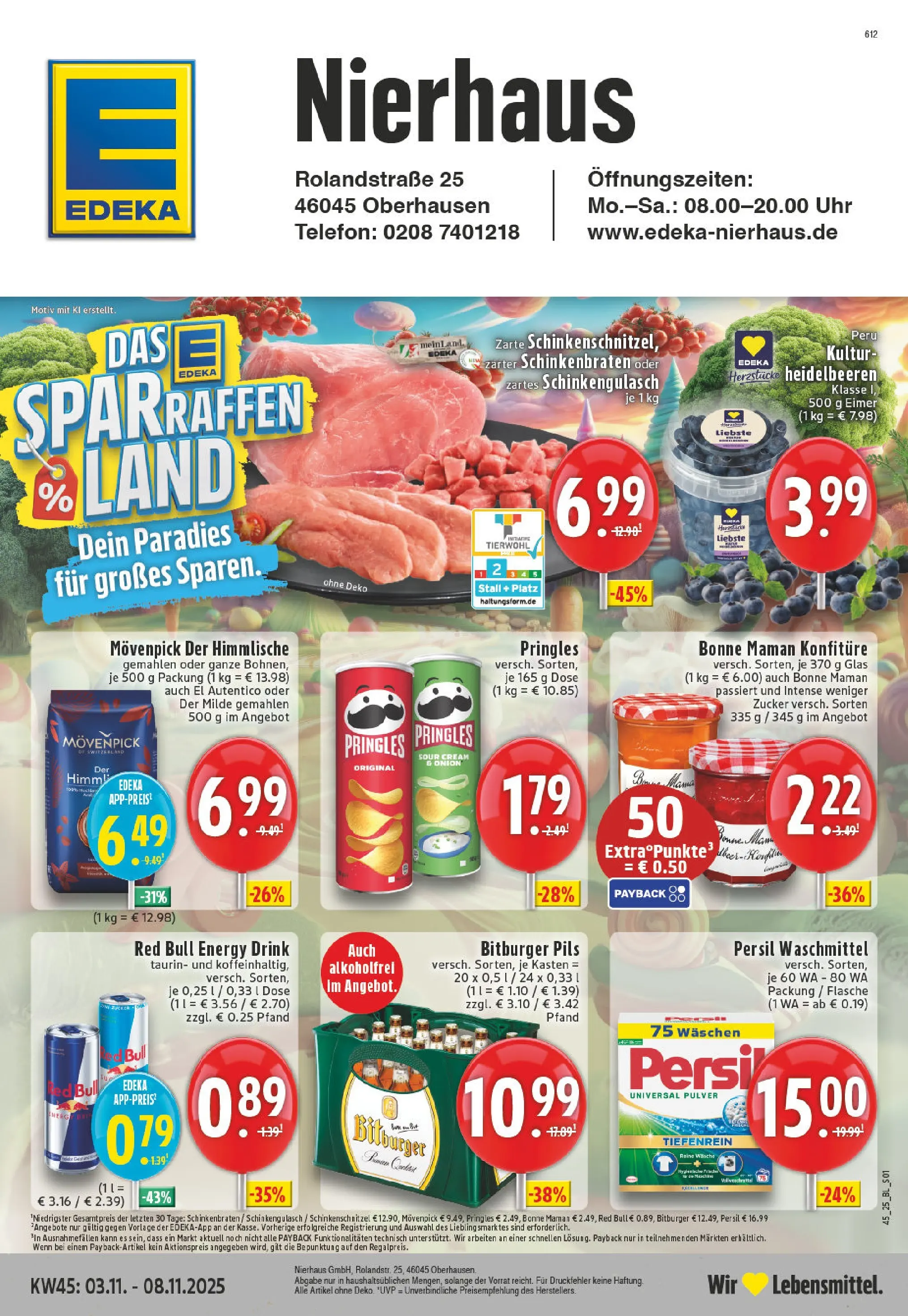 Edeka prospekt Oberhausen	 (ab 02.11.2025) » Angebote Online | Seite: 1 | Produkte: Red bull, Pils, Heidelbeeren, Chips