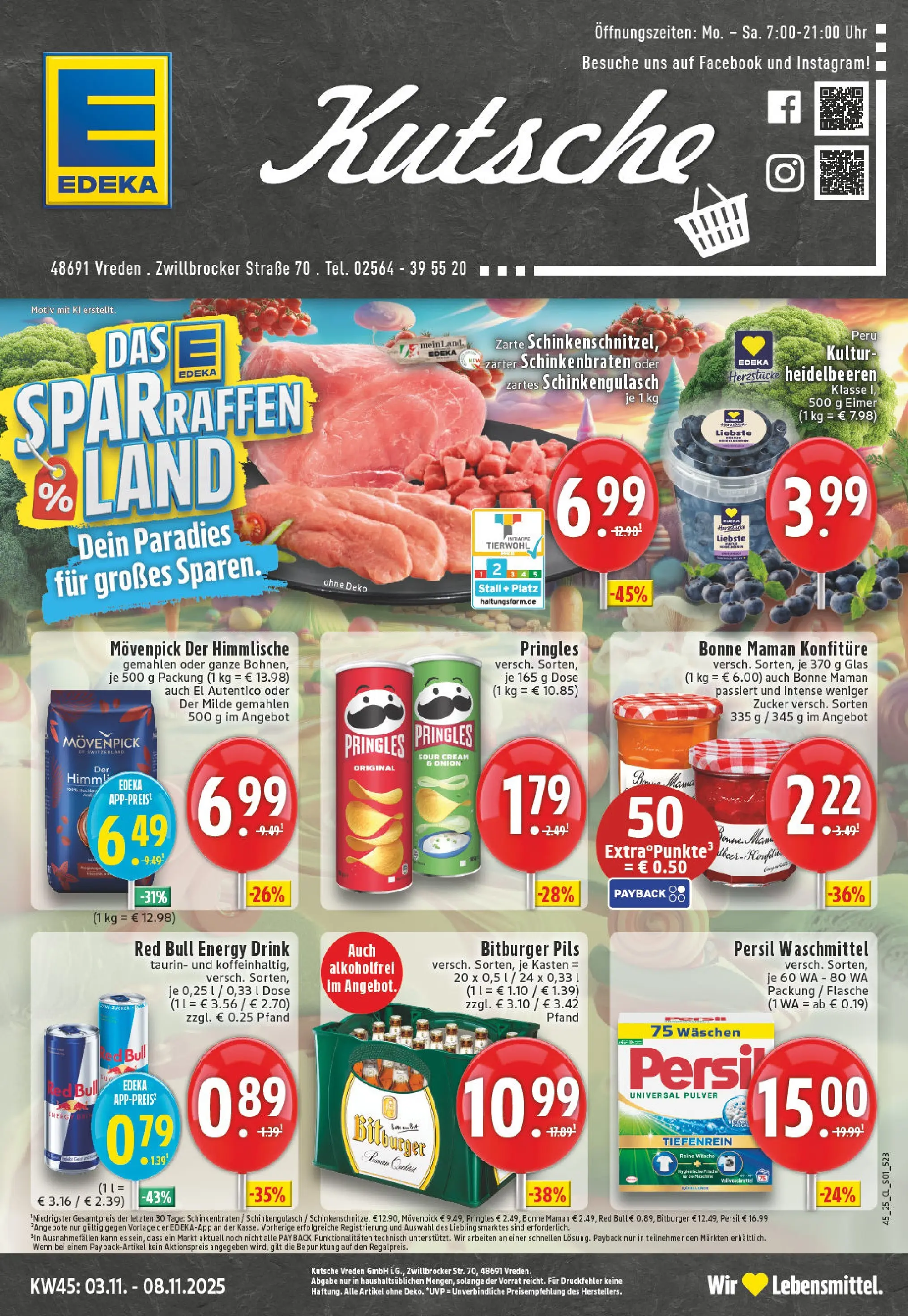 Edeka prospekt Vreden	 (ab 02.11.2025) » Angebote Online | Seite: 1 | Produkte: Red bull, Energy, Heidelbeeren, Waschmittel