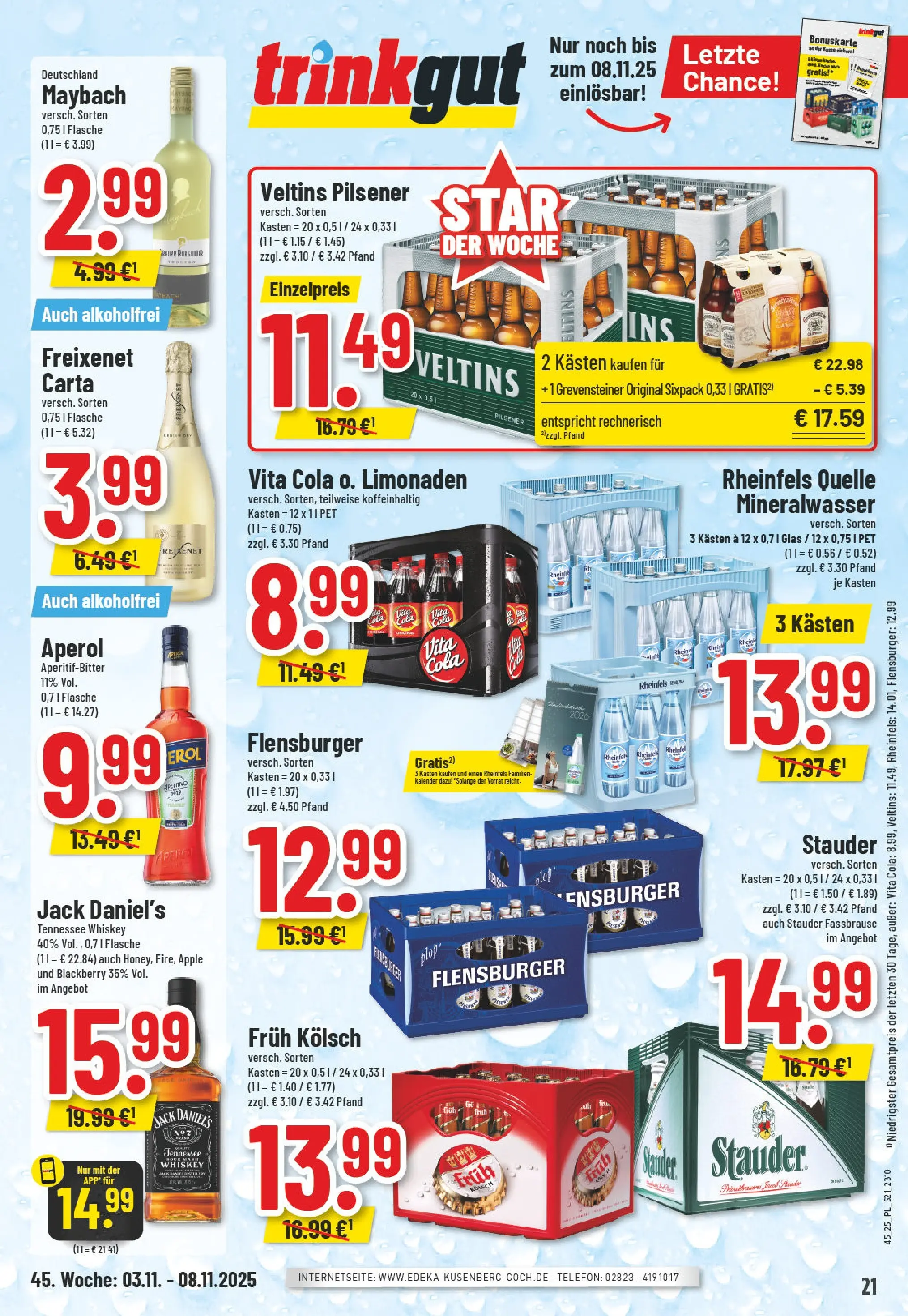 Edeka prospekt Goch	 (ab 02.11.2025) » Angebote Online | Seite: 21 | Produkte: Freixenet, Mineralwasser, Flensburger, Telefon