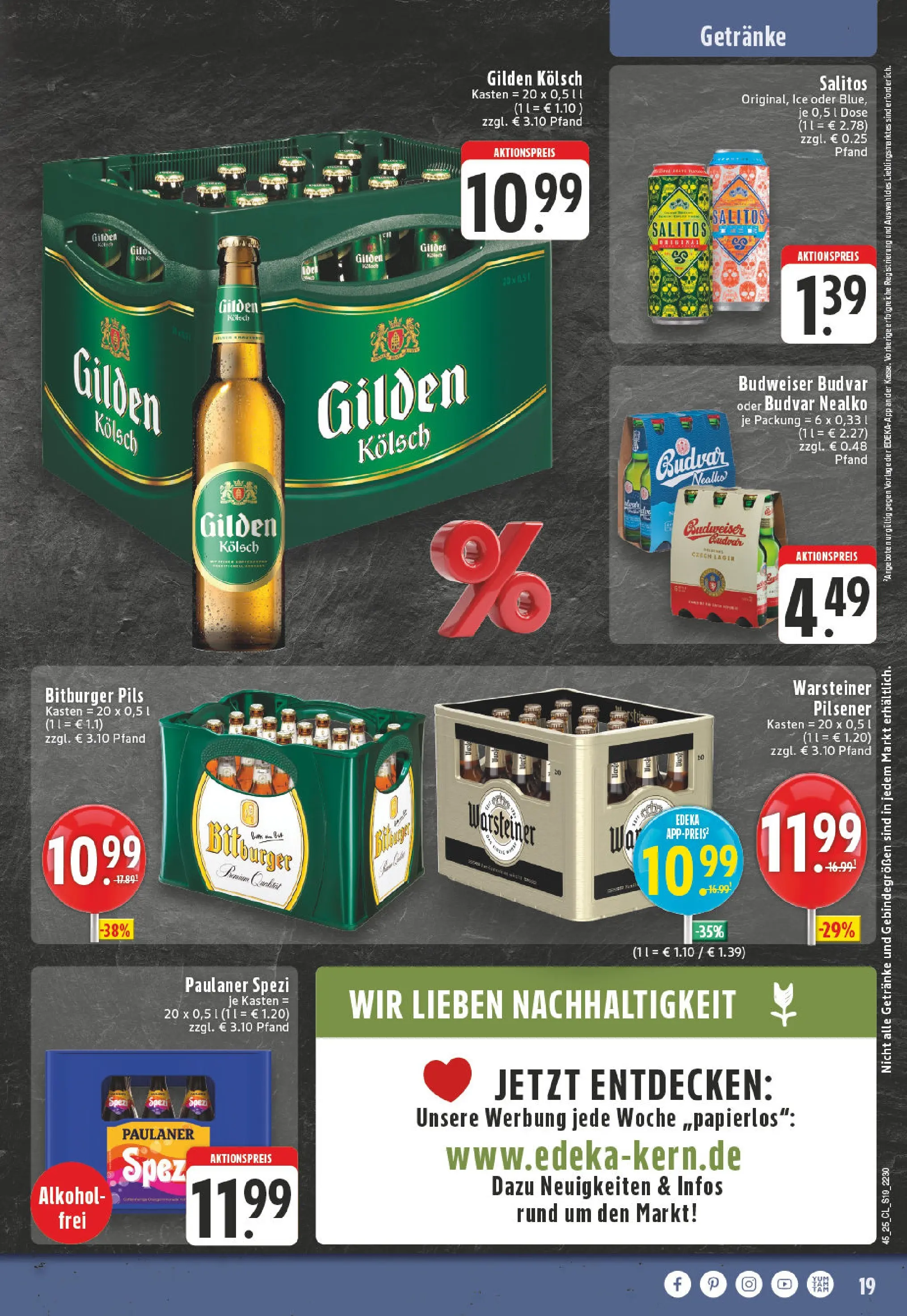Edeka prospekt Leverkusen	 (ab 02.11.2025) » Angebote Online | Seite: 19 | Produkte: Bitburger, Pils, Warsteiner, Paulaner