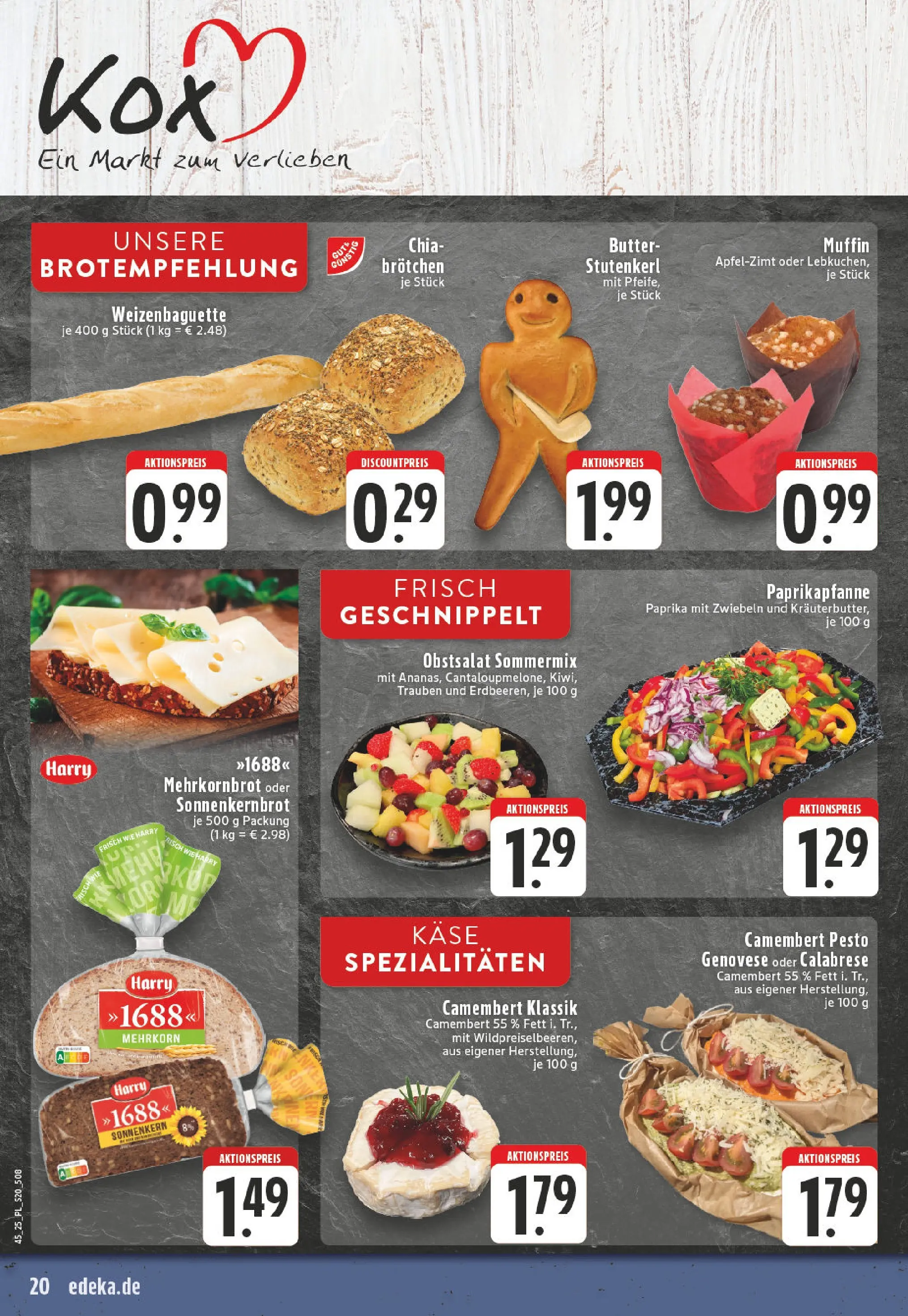 Edeka prospekt Kerken-Aldekerk	 (ab 02.11.2025) » Angebote Online | Seite: 20 | Produkte: Käse, Trauben, Zwiebeln, Paprika