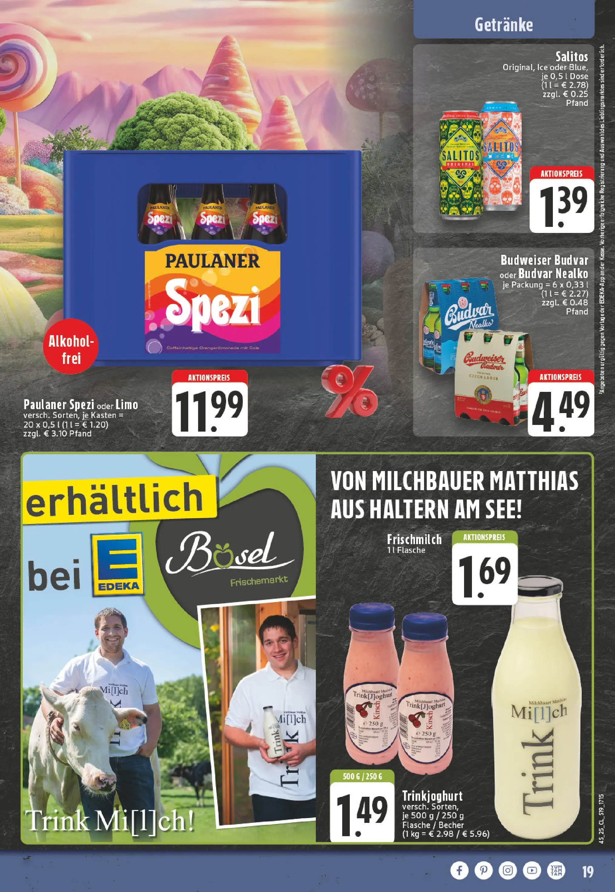 Edeka prospekt Lünen-Brambauer	 (ab 02.11.2025) » Angebote Online | Seite: 19 | Produkte: Milch, Joghurt, Paulaner spezi, Budweiser