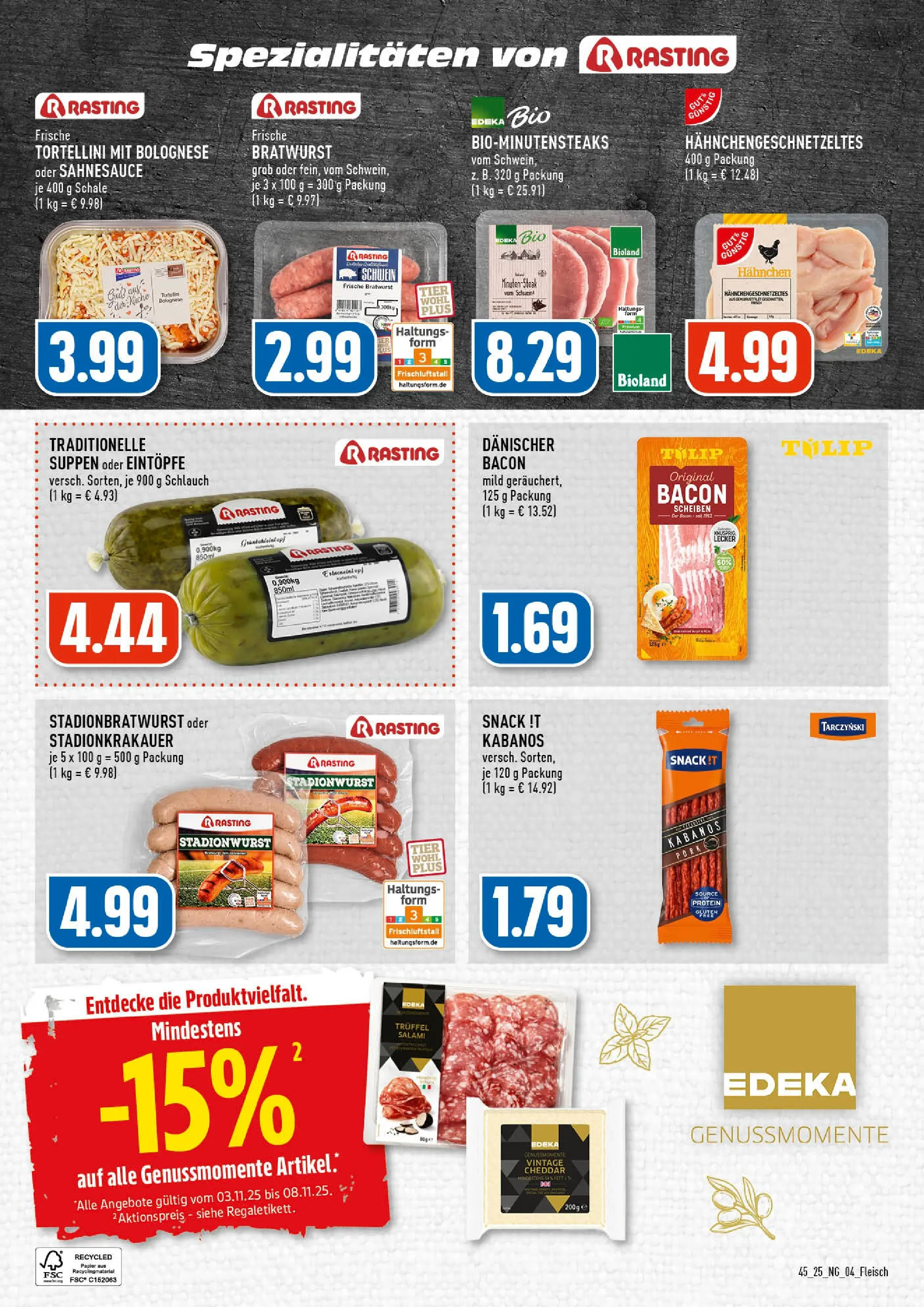 Edeka prospekt Köln-Vingst	 (ab 02.11.2025) » Angebote Online | Seite: 4 | Produkte: Hahnchen, Bratwurst, Küche, Salami