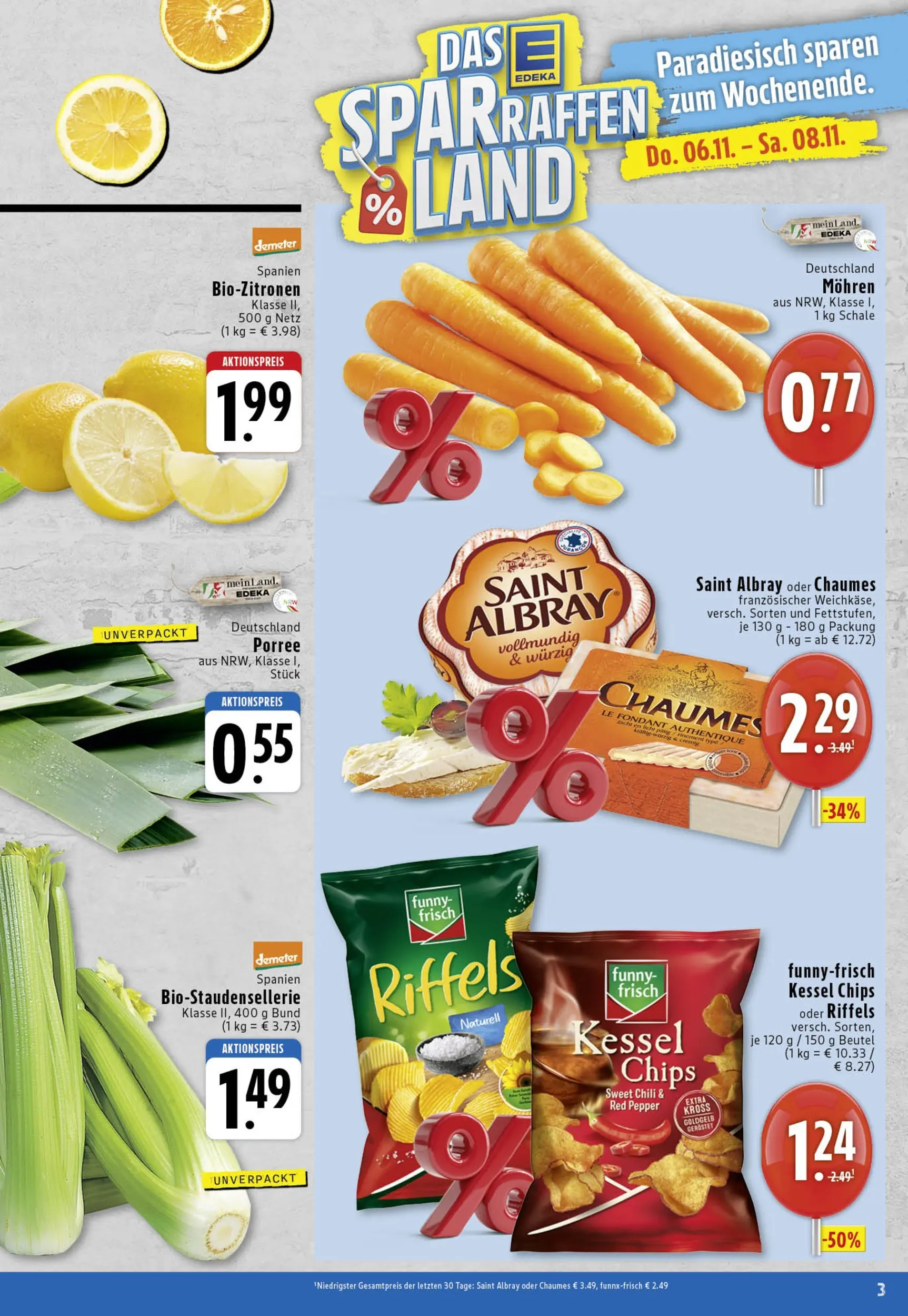 Edeka prospekt Köln	 (ab 03.11.2025) » Angebote Online | Seite: 3 | Produkte: Funny frisch, Mohren, Chili, Chips