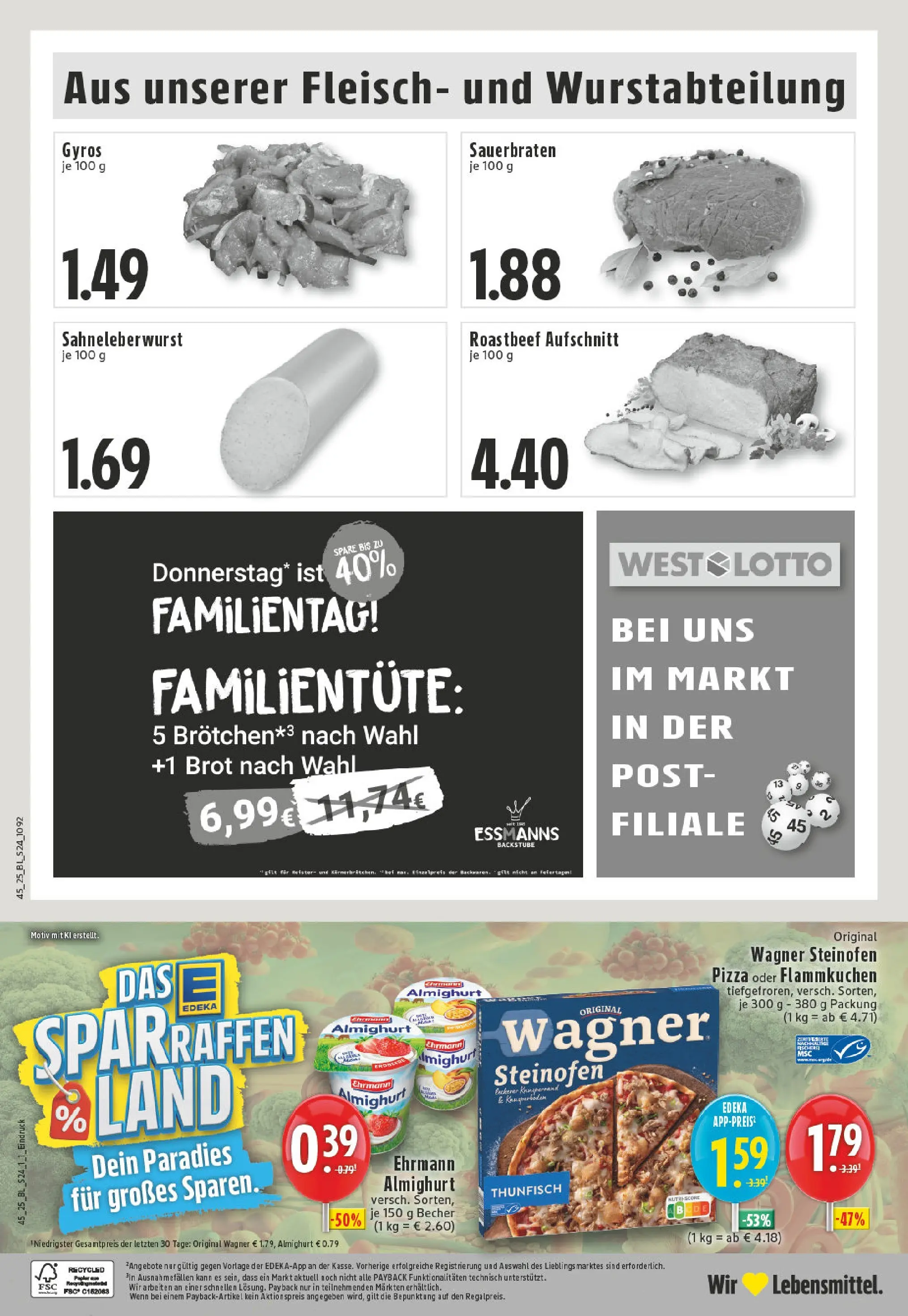 Edeka prospekt Billerbeck	 (ab 02.11.2025) » Angebote Online | Seite: 24 | Produkte: Ehrmann almighurt, Roastbeef, Gyros, Fleisch