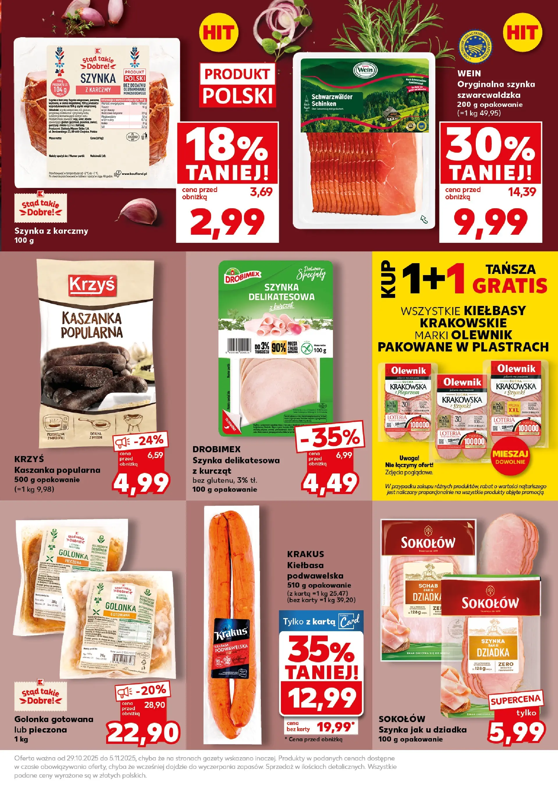 Kaufland gazetka - Super Piątek od 31.10.2025 - od jutra PDF | Strona: 17 | Produkty: Kiełbasa, Karta, Szynka, Kiełbasa podwawelska