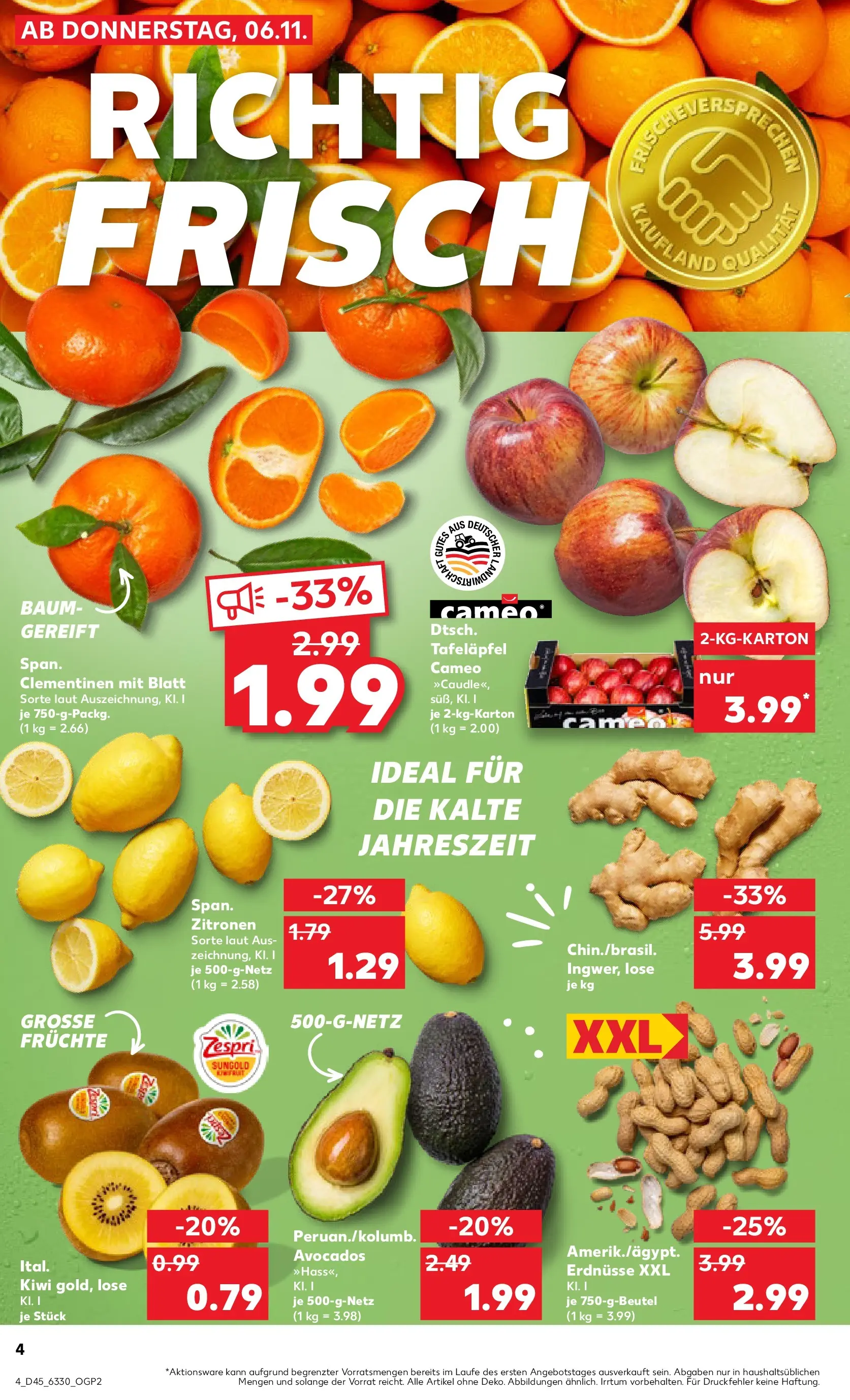 Prospekt Kaufland ab 05.11.2025 » Angebote Online zum Blättern | Seite: 4 | Produkte: Erdnüsse, Kiwi, Zitronen