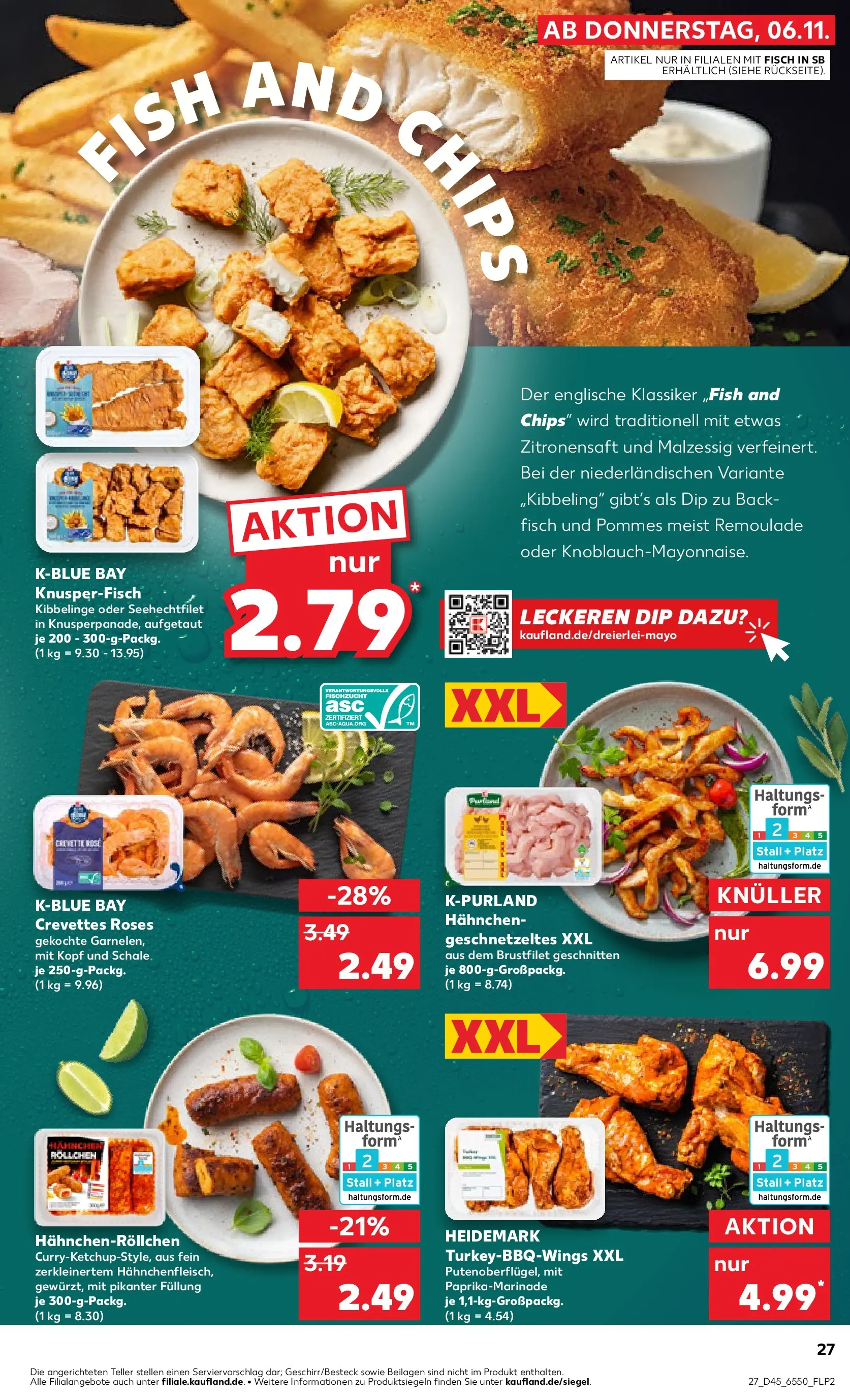 Prospekt Kaufland ab 05.11.2025 » Angebote Online zum Blättern | Seite: 27 | Produkte: Hahnchen, Pommes, Fisch, Chips