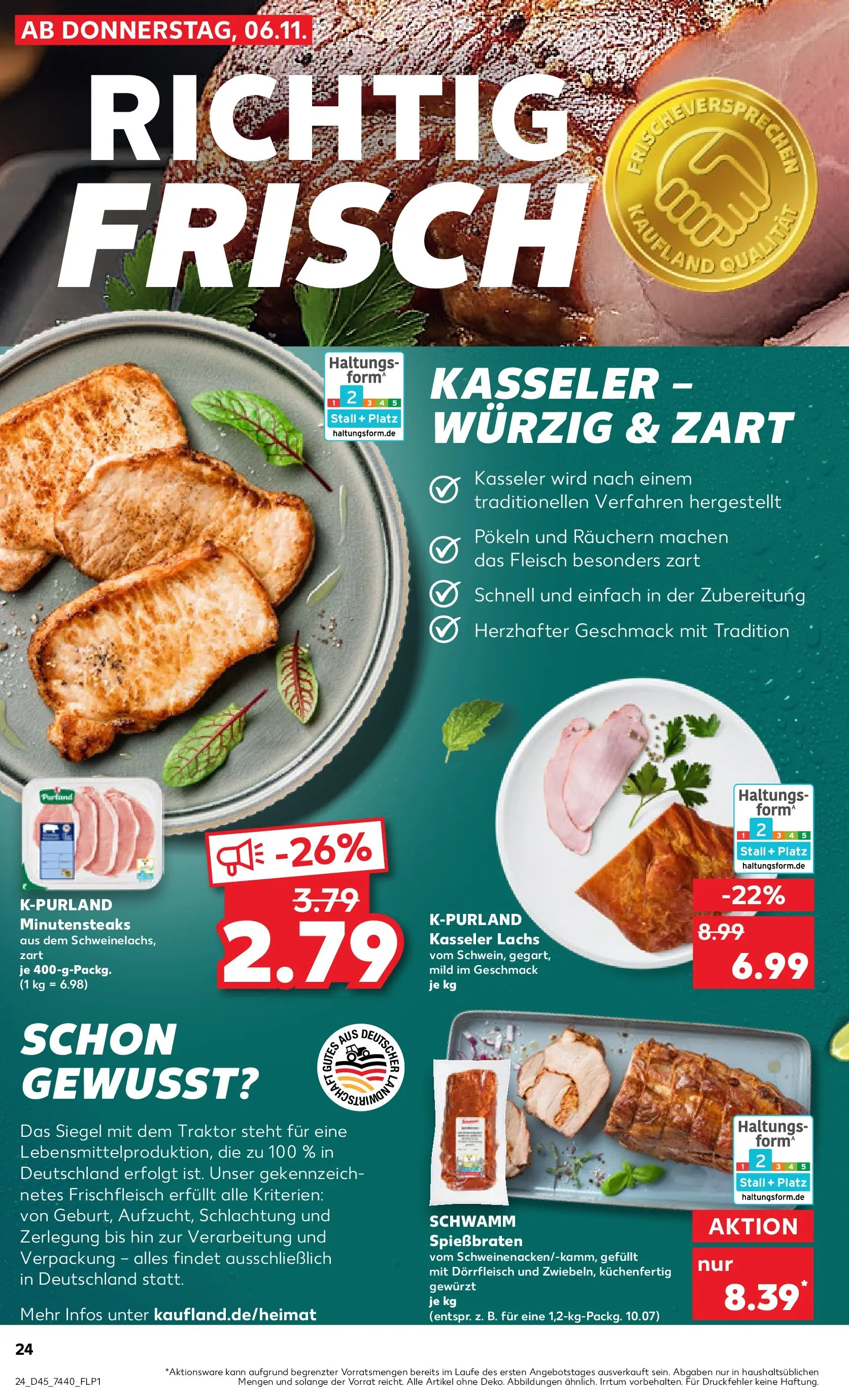 Prospekt Kaufland ab 06.11.2025 » Angebote und Werbung Online | Seite: 24 | Produkte: Lachs, Steak, Fleisch Prospekt Kaufland ab 06.11.2025 » Angebote Online zum Blättern | Seite: 24 | Produkte: Lachs, Steak, Fleisch