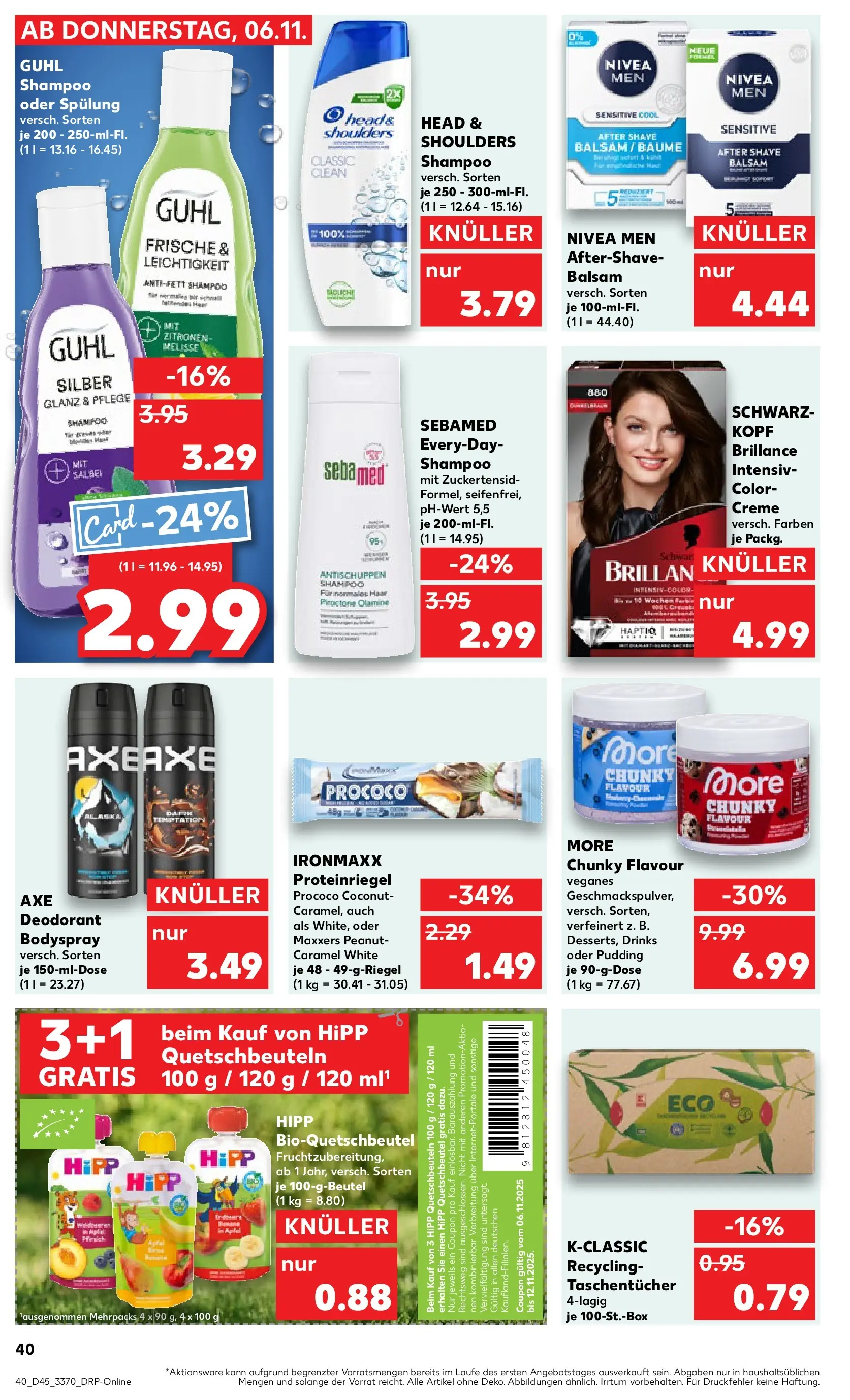 Prospekt Kaufland ab 05.11.2025 » Angebote Online zum Blättern | Seite: 40 | Produkte: Spülung, Pudding, Creme, Axe