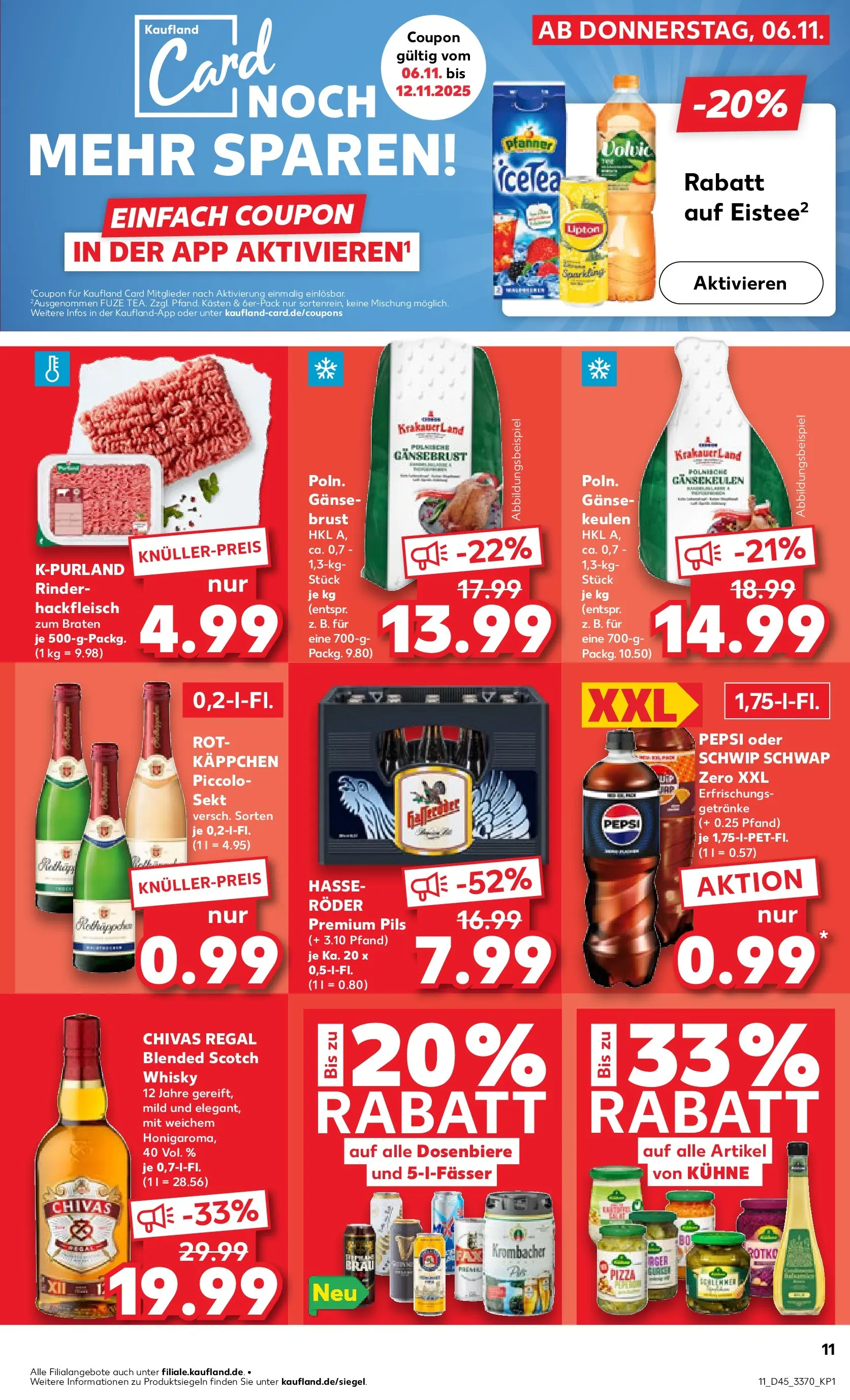 Prospekt Kaufland ab 05.11.2025 » Angebote Online zum Blättern | Seite: 11 | Produkte: Sekt, Pils, Volvic, Hackfleisch