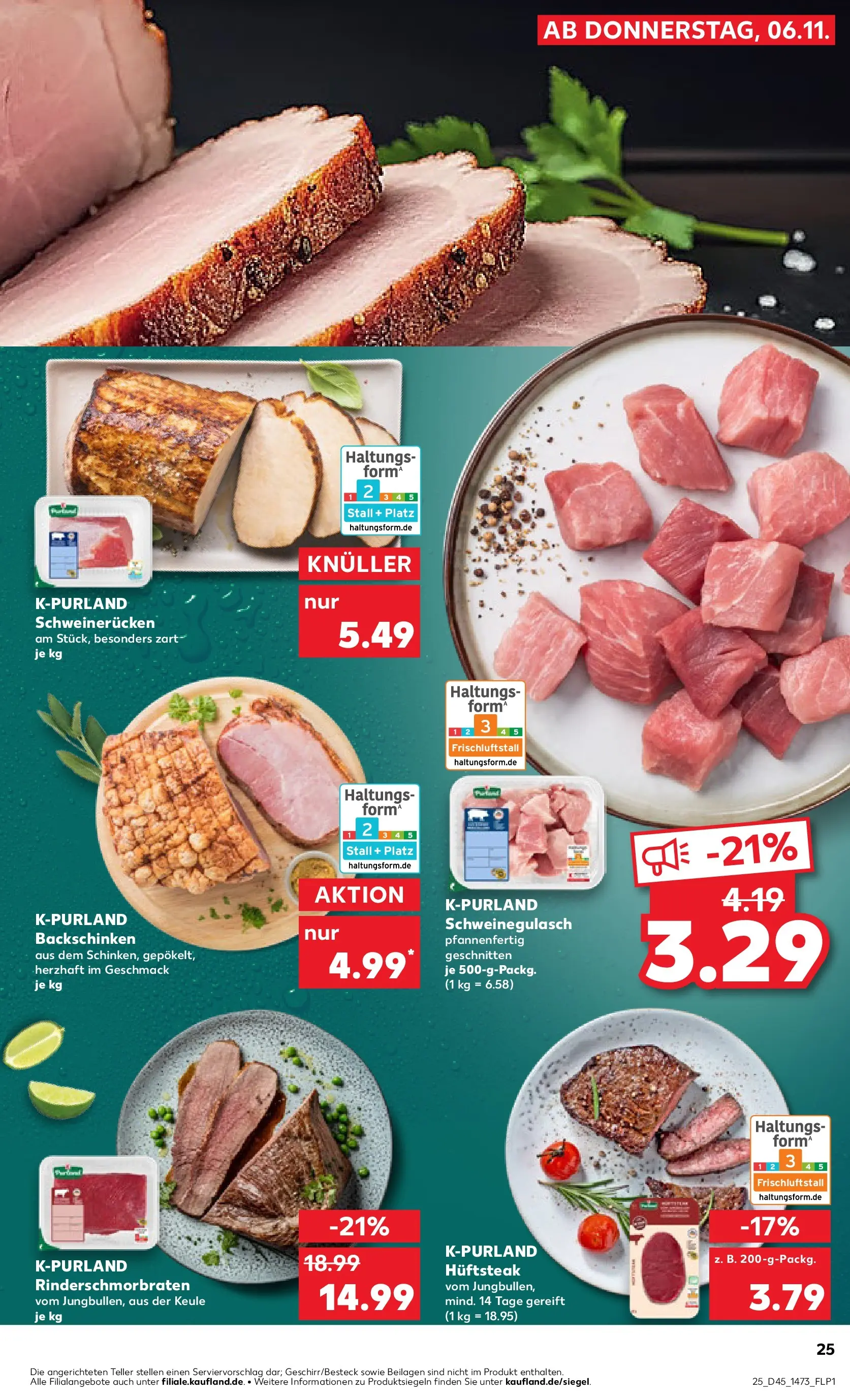 Prospekt Kaufland ab 05.11.2025 » Angebote Online zum Blättern | Seite: 25 | Produkte: Schweinegulasch, Schweinerucken, Steak
