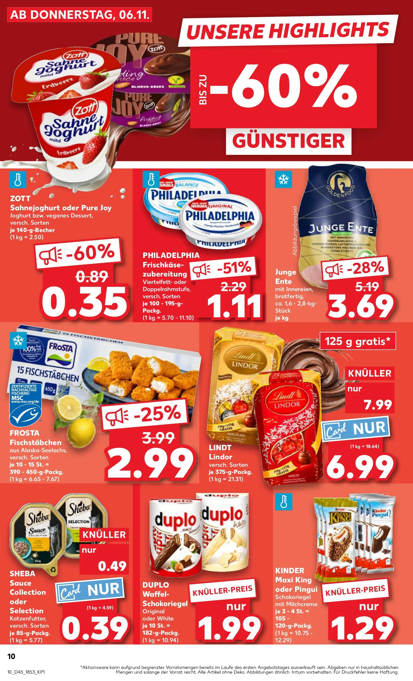 Prospekt Kaufland ab 06.11.2025 » Angebote und Werbung Online | Seite: 10 | Produkte: Sheba, Frosta, Lindt, Sahne Prospekt Kaufland ab 06.11.2025 » Angebote Online zum Blättern | Seite: 10 | Produkte: Sheba, Frosta, Lindt, Sahne