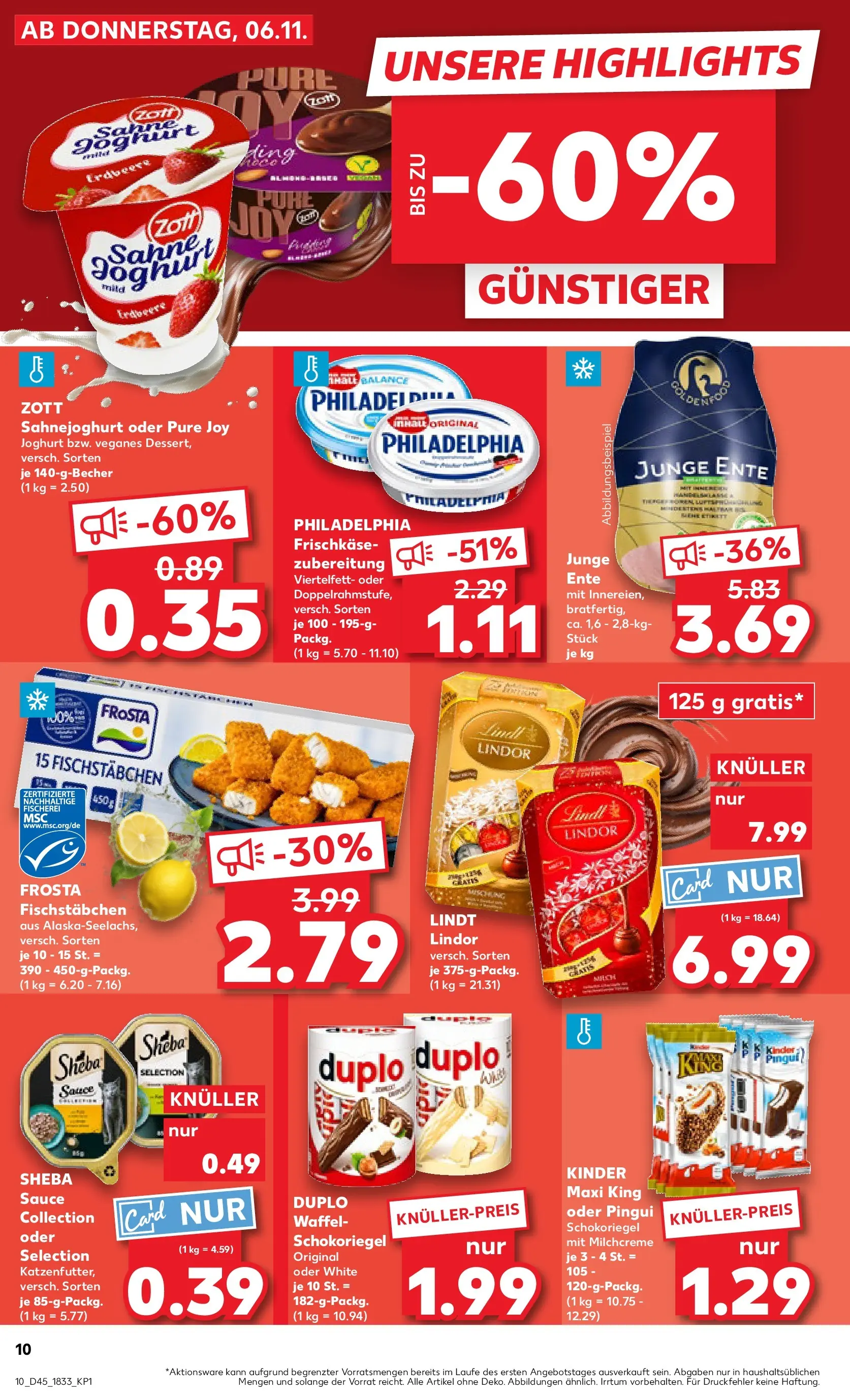 Prospekt Kaufland ab 05.11.2025 » Angebote und Werbung Online | Seite: 10 | Produkte: Fischstabchen, Lindt, Sahne, Ente Prospekt Kaufland ab 05.11.2025 » Angebote Online zum Blättern | Seite: 10 | Produkte: Fischstabchen, Lindt, Sahne, Ente