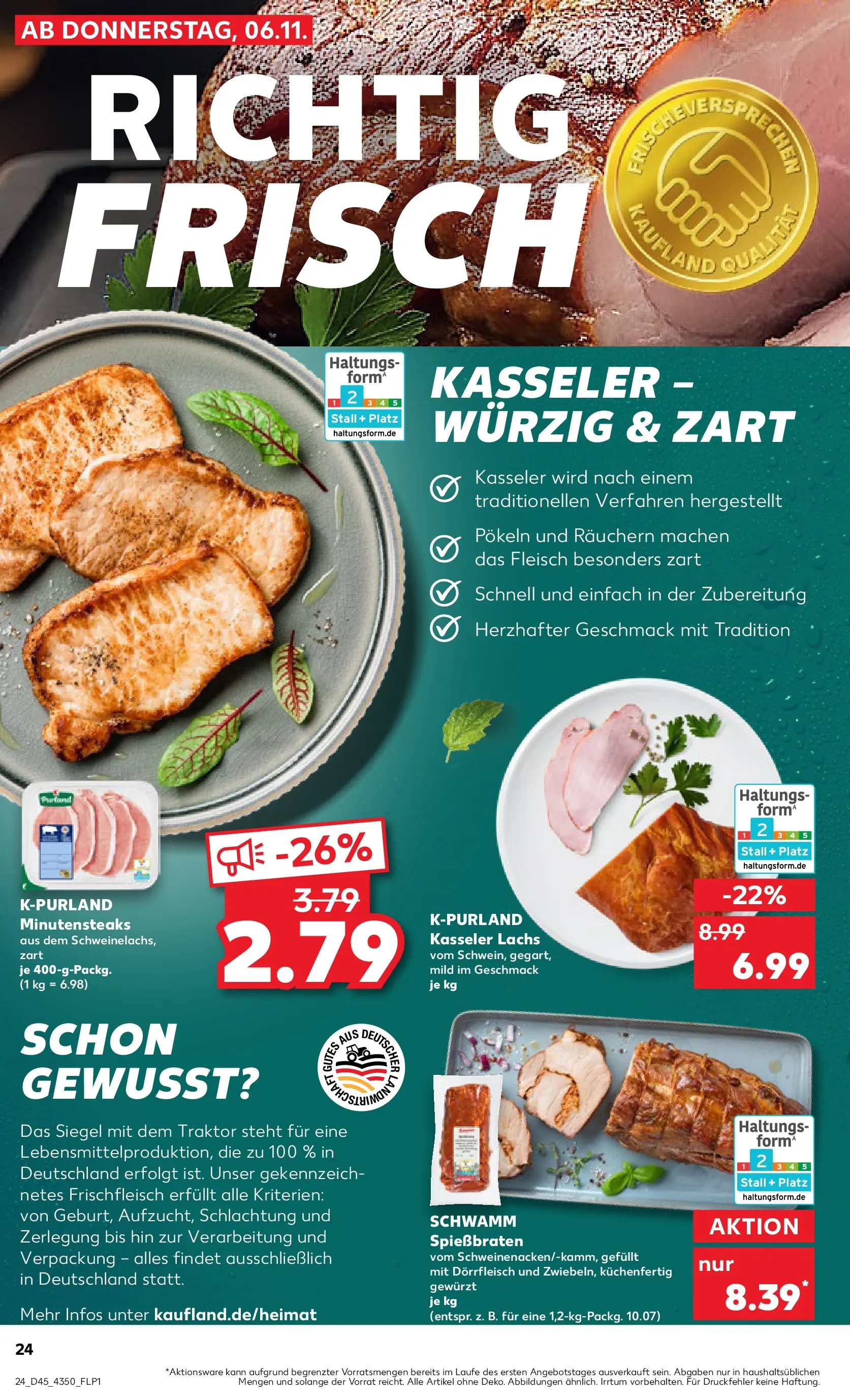Prospekt Kaufland ab 05.11.2025 » Angebote Online zum Blättern | Seite: 24 | Produkte: Lachs, Steak, Fleisch