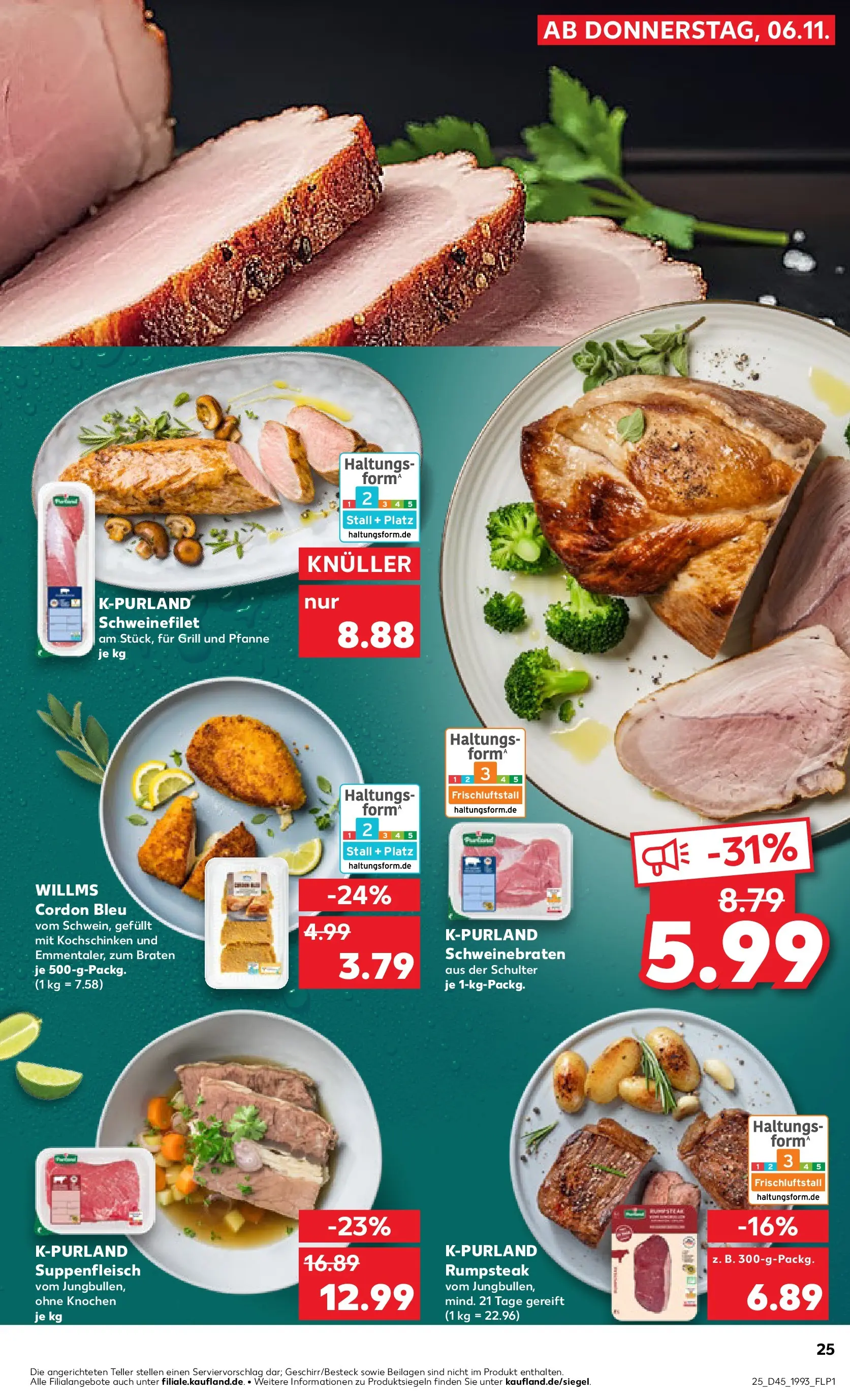 Prospekt Kaufland ab 05.11.2025 » Angebote Online zum Blättern | Seite: 25 | Produkte: Rumpsteak, Schweinefilet, Suppenfleisch, Steak