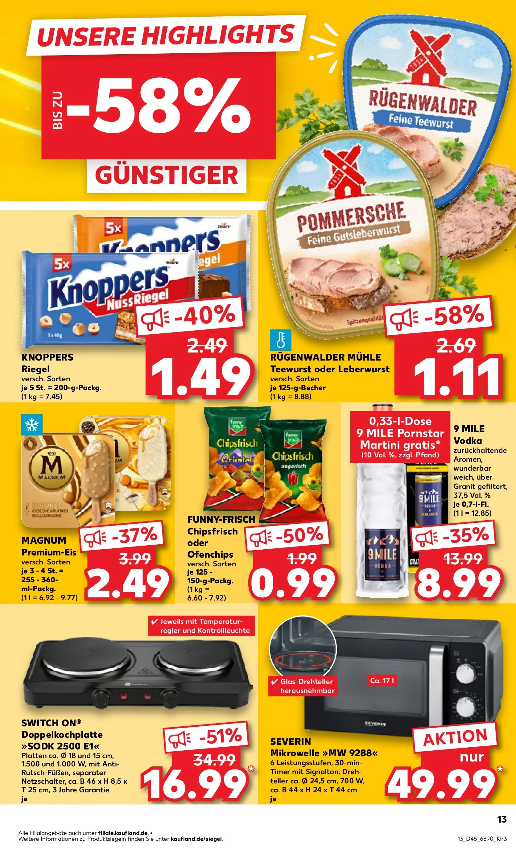 Prospekt Kaufland ab 06.11.2025 » Angebote und Werbung Online | Seite: 13 | Produkte: Mühle, Knoppers, Vodka, Chips Prospekt Kaufland ab 06.11.2025 » Angebote Online zum Blättern | Seite: 13 | Produkte: Mühle, Knoppers, Vodka, Chips