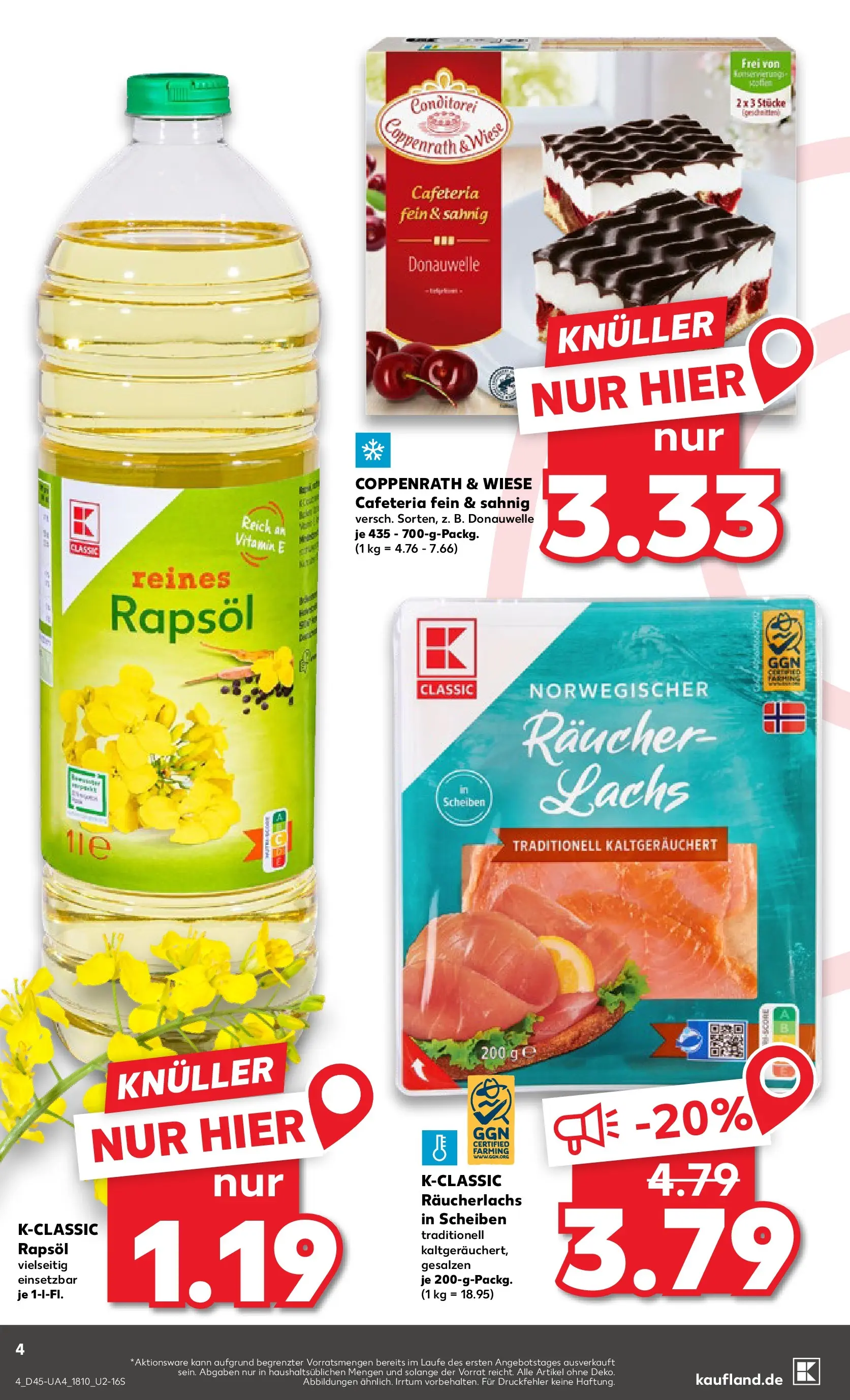 Prospekt Kaufland ab 06.11.2025 » Angebote Online zum Blättern | Seite: 4 | Produkte: Rapsöl, Lachs, Räucherlachs