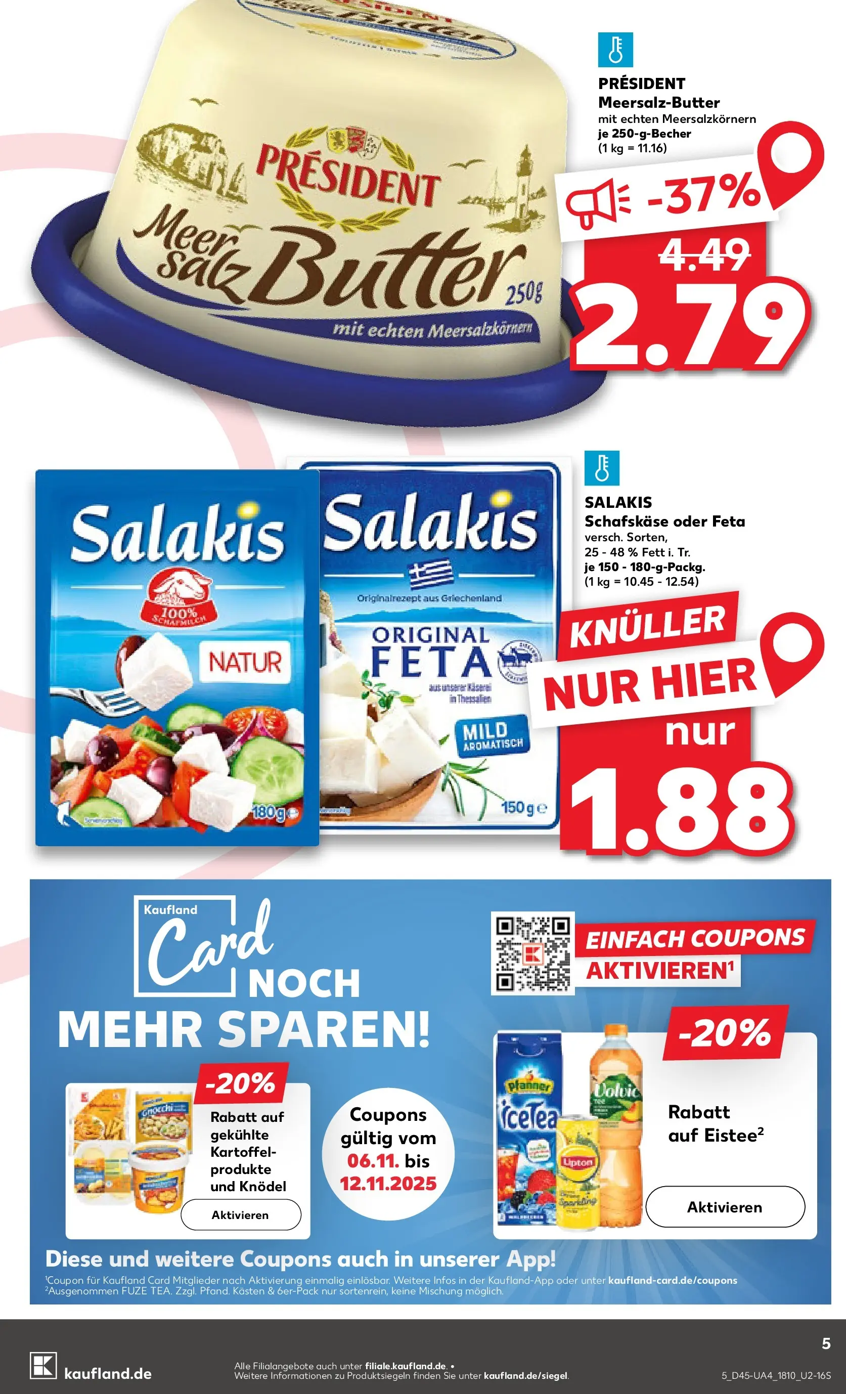 Prospekt Kaufland ab 06.11.2025 » Angebote Online zum Blättern | Seite: 5 | Produkte: Feta, Salakis, Volvic, Schafskase
