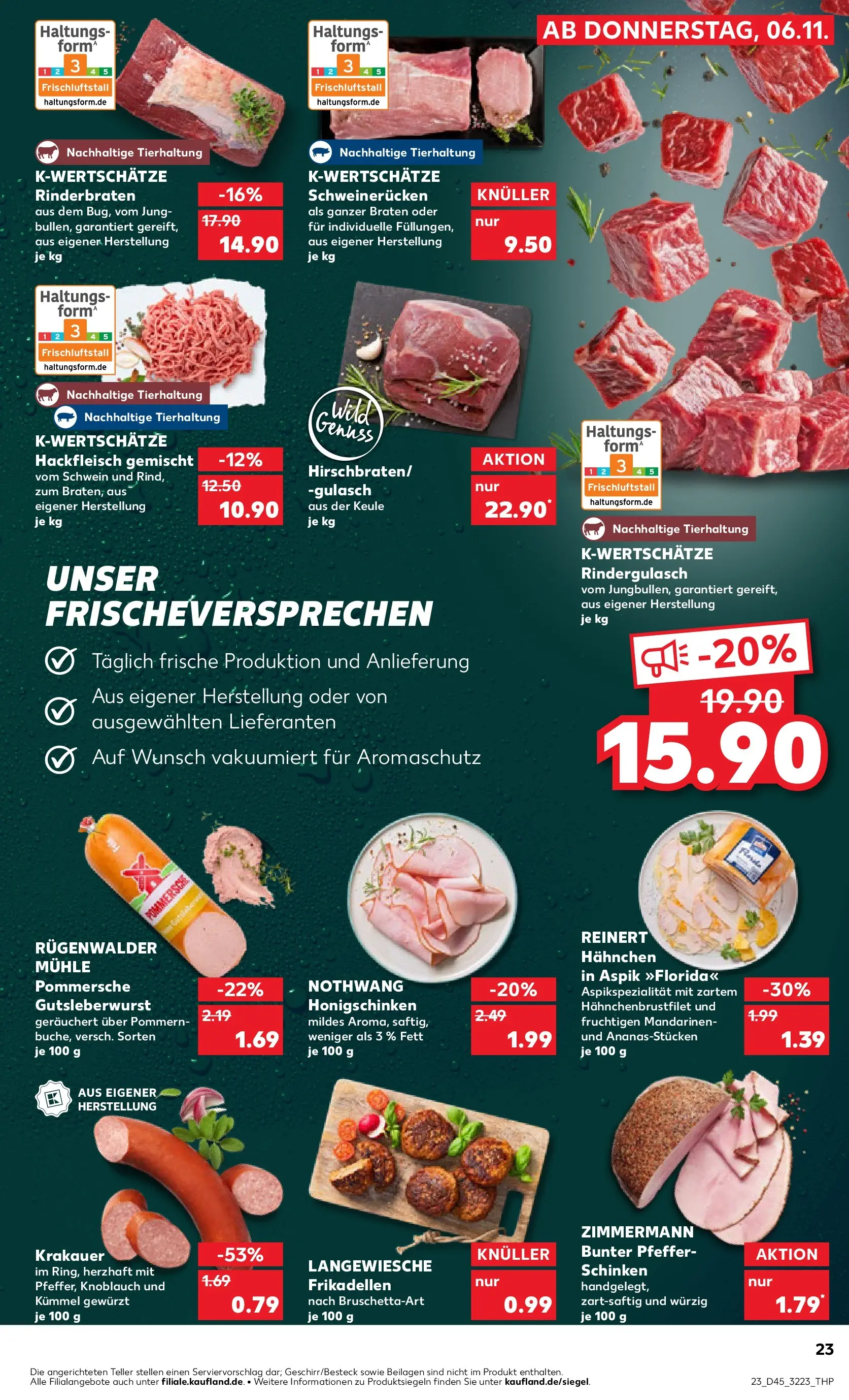 Prospekt Kaufland ab 05.11.2025 » Angebote und Werbung Online | Seite: 23 | Produkte: Rindergulasch, Schweinerucken, Schinken, Hackfleisch Prospekt Kaufland ab 05.11.2025 » Angebote Online zum Blättern | Seite: 23 | Produkte: Rindergulasch, Schweinerucken, Schinken, Hackfleisch
