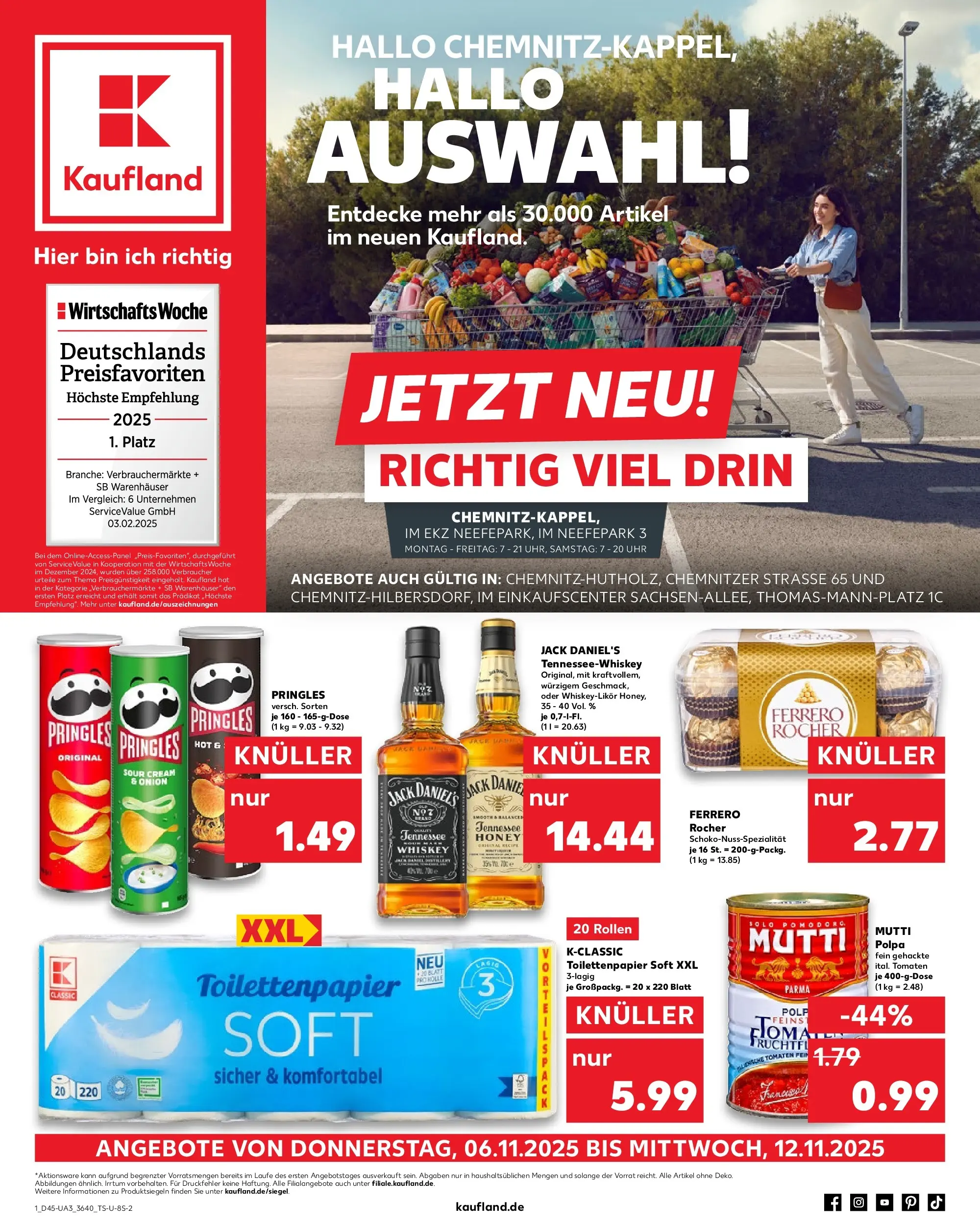 Prospekt Kaufland ab 06.11.2025 » Angebote und Werbung Online | Seite: 1 | Produkte: Jack Daniel's, Pringles, Chips, Whiskey Prospekt Kaufland ab 06.11.2025 » Angebote Online zum Blättern | Seite: 1 | Produkte: Jack Daniel's, Pringles, Chips, Whiskey