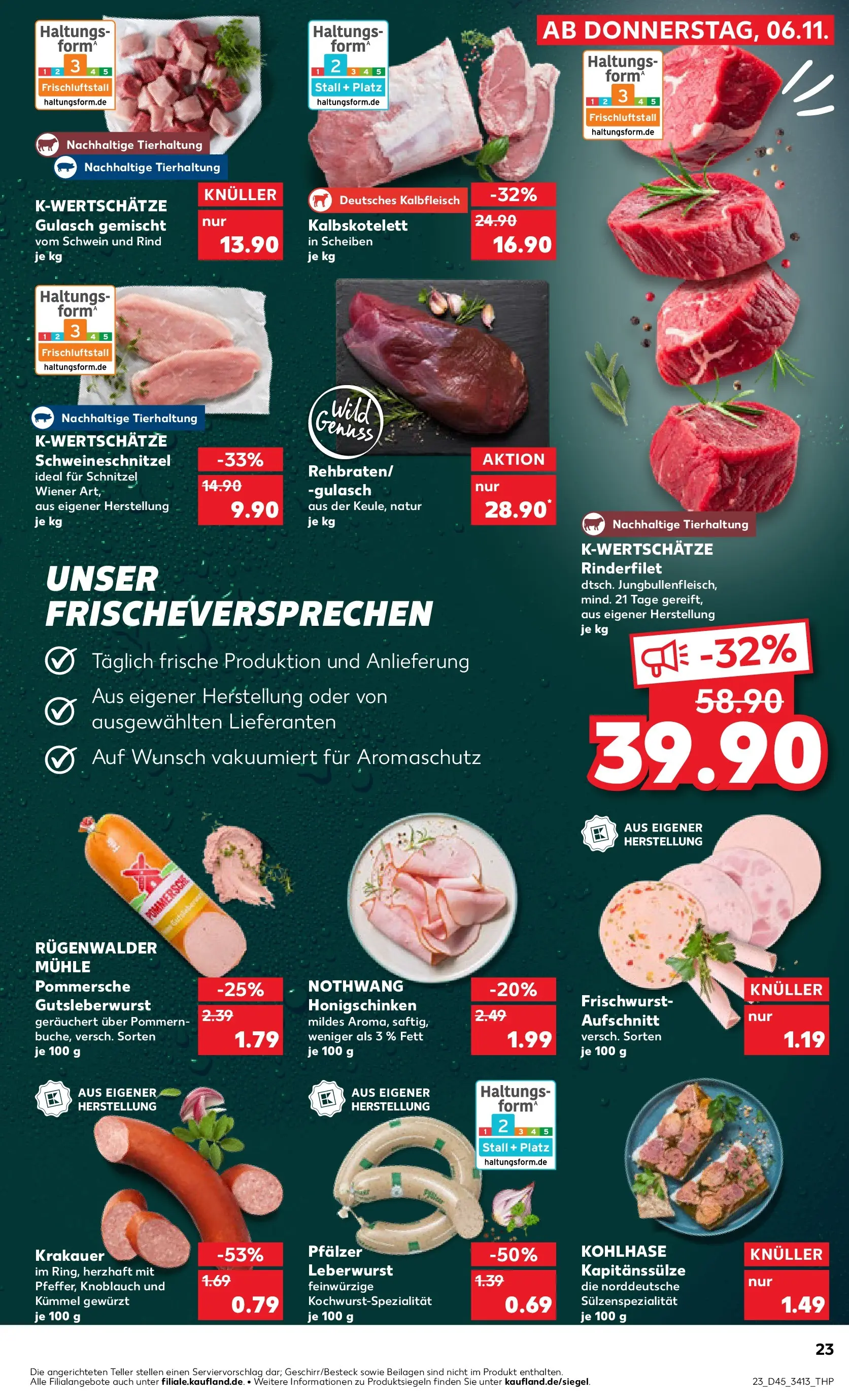 Prospekt Kaufland ab 06.11.2025 » Angebote und Werbung Online | Seite: 23 | Produkte: Mühle, Schnitzel, Gulasch, Knoblauch Prospekt Kaufland ab 06.11.2025 » Angebote Online zum Blättern | Seite: 23 | Produkte: Mühle, Schnitzel, Gulasch, Knoblauch