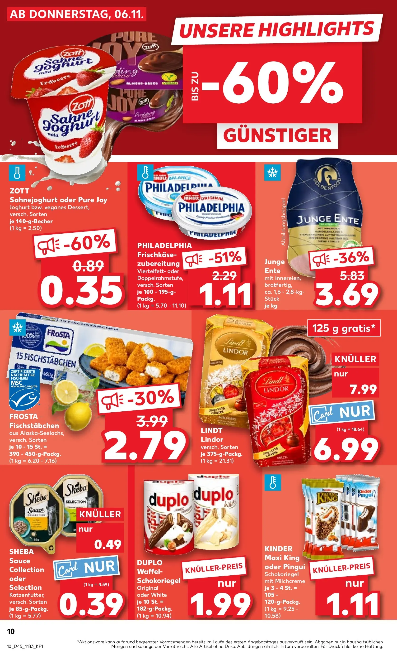 Prospekt Kaufland ab 06.11.2025 » Angebote Online zum Blättern | Seite: 14 | Produkte: Joghurt, Frosta, Sahne, Ente