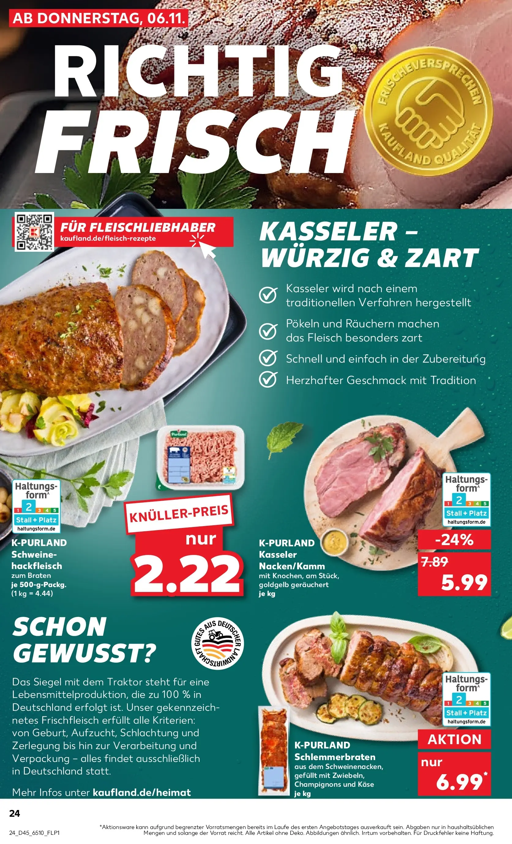 Prospekt Kaufland ab 06.11.2025 » Angebote Online zum Blättern | Seite: 28 | Produkte: Käse, Champignons, Fleisch, Hackfleisch