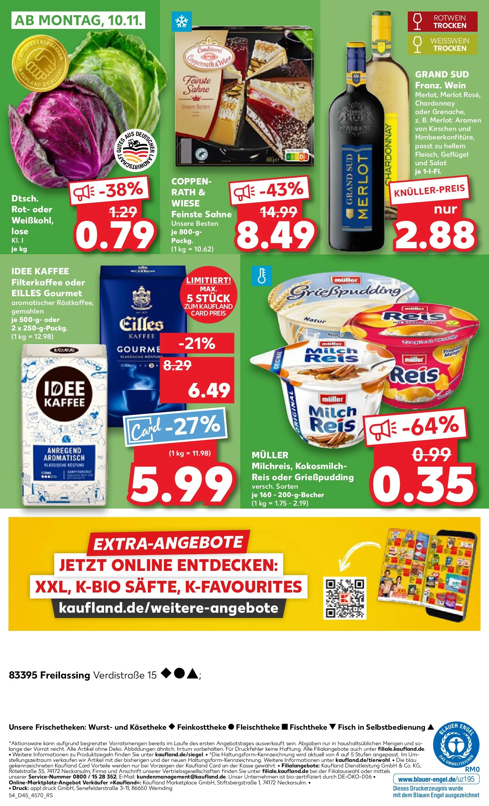 Prospekt Kaufland ab 06.11.2025 » Angebote und Werbung Online | Seite: 54 | Produkte: Milch, Eilles kaffee, Rotwein trocken, Salat Prospekt Kaufland ab 06.11.2025 » Angebote Online zum Blättern | Seite: 54 | Produkte: Milch, Eilles kaffee, Rotwein trocken, Salat