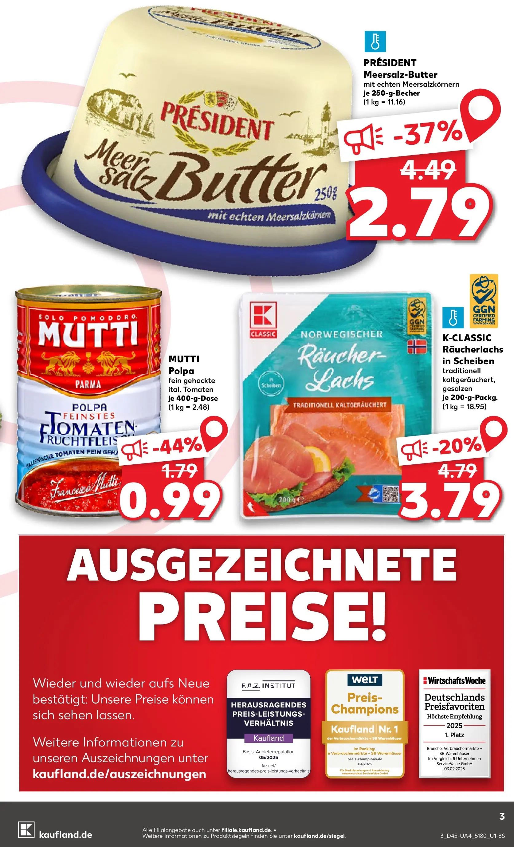 Prospekt Kaufland ab 05.11.2025 » Angebote und Werbung Online | Seite: 3 | Produkte: Butter, Tomaten, Lachs, Räucherlachs Prospekt Kaufland ab 05.11.2025 » Angebote Online zum Blättern | Seite: 3 | Produkte: Butter, Tomaten, Lachs, Räucherlachs