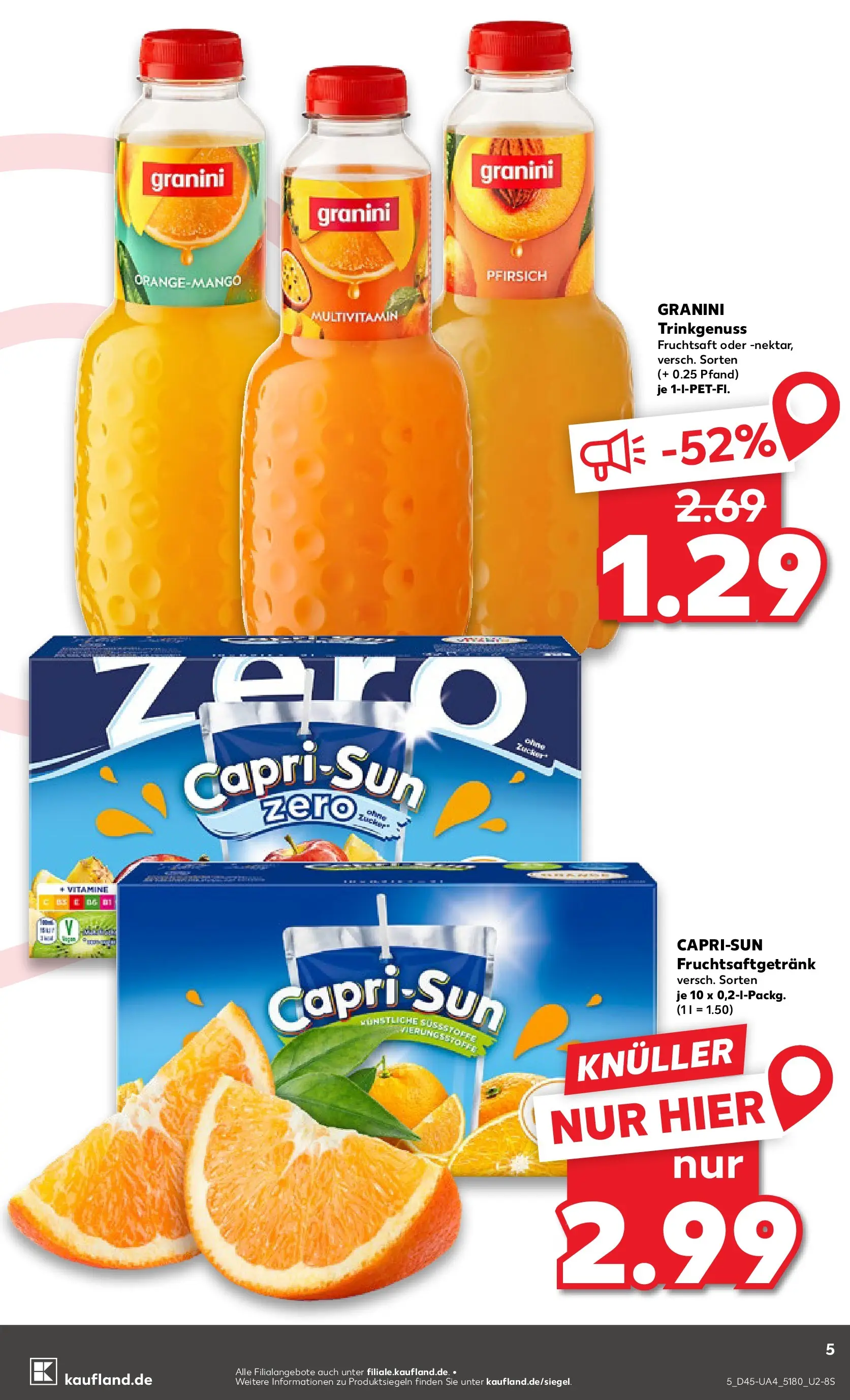 Prospekt Kaufland ab 05.11.2025 » Angebote und Werbung Online | Seite: 5 | Produkte: Pfirsich, Granini, Fruchtsaft Prospekt Kaufland ab 05.11.2025 » Angebote Online zum Blättern | Seite: 5 | Produkte: Pfirsich, Granini, Fruchtsaft