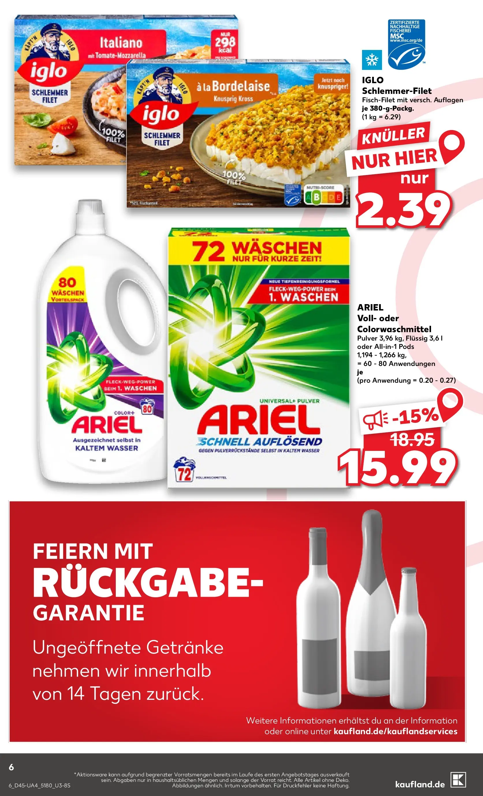 Prospekt Kaufland ab 05.11.2025 » Angebote und Werbung Online | Seite: 6 | Produkte: Ariel, Iglo, Wasser Prospekt Kaufland ab 05.11.2025 » Angebote Online zum Blättern | Seite: 6 | Produkte: Ariel, Iglo, Wasser