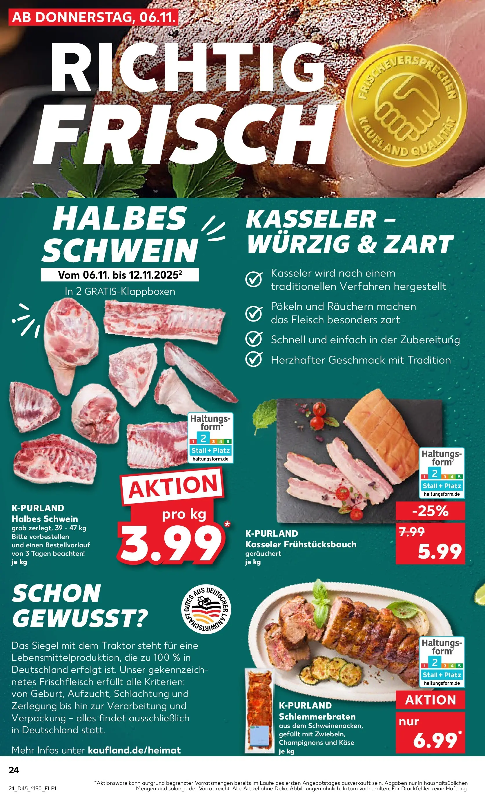 Prospekt Kaufland ab 05.11.2025 » Angebote Online zum Blättern | Seite: 24 | Produkte: Käse, Champignons, Fleisch