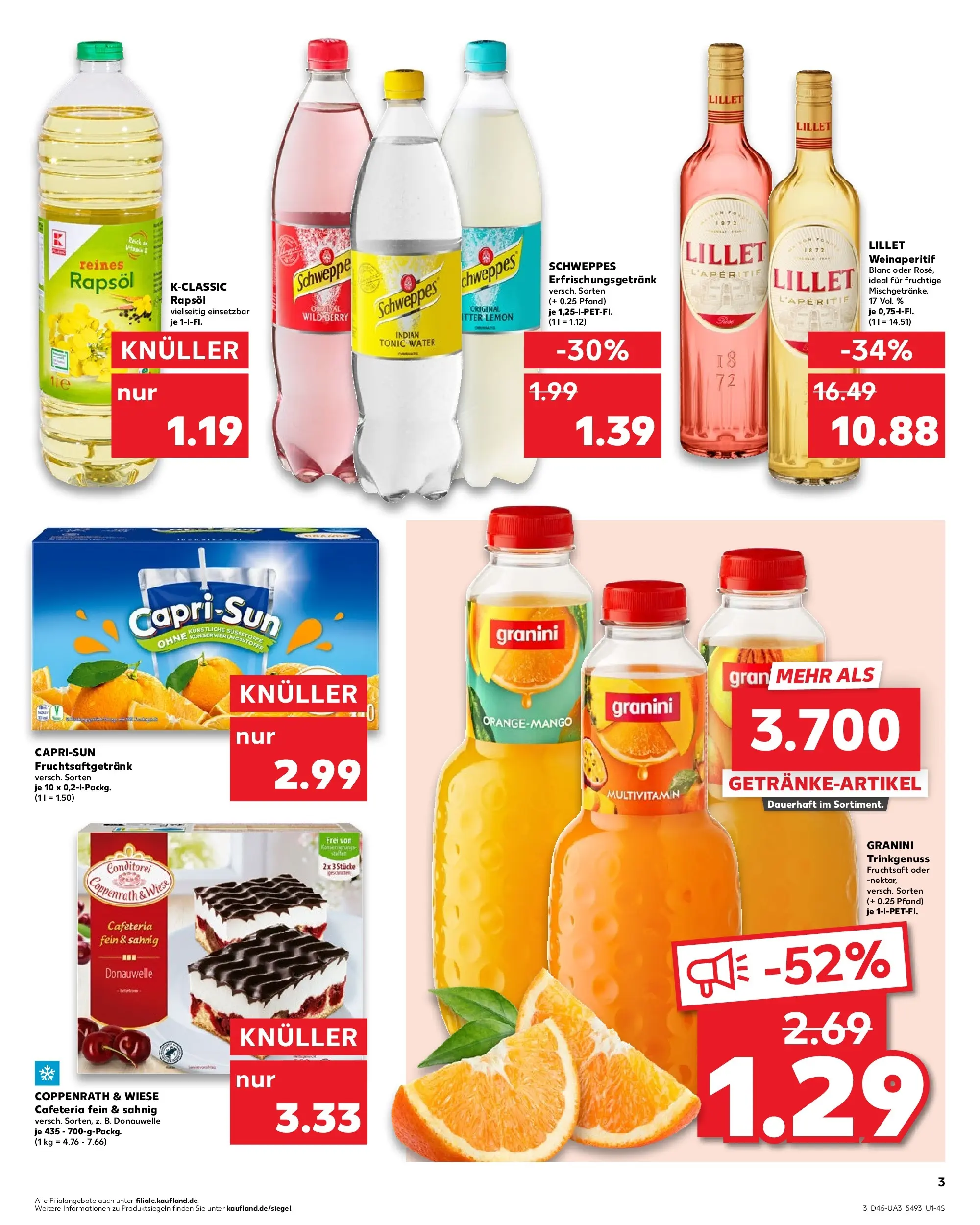 Prospekt Kaufland ab 06.11.2025 » Angebote Online zum Blättern | Seite: 3 | Produkte: Rapsöl, Lillet, Granini, Fruchtsaft