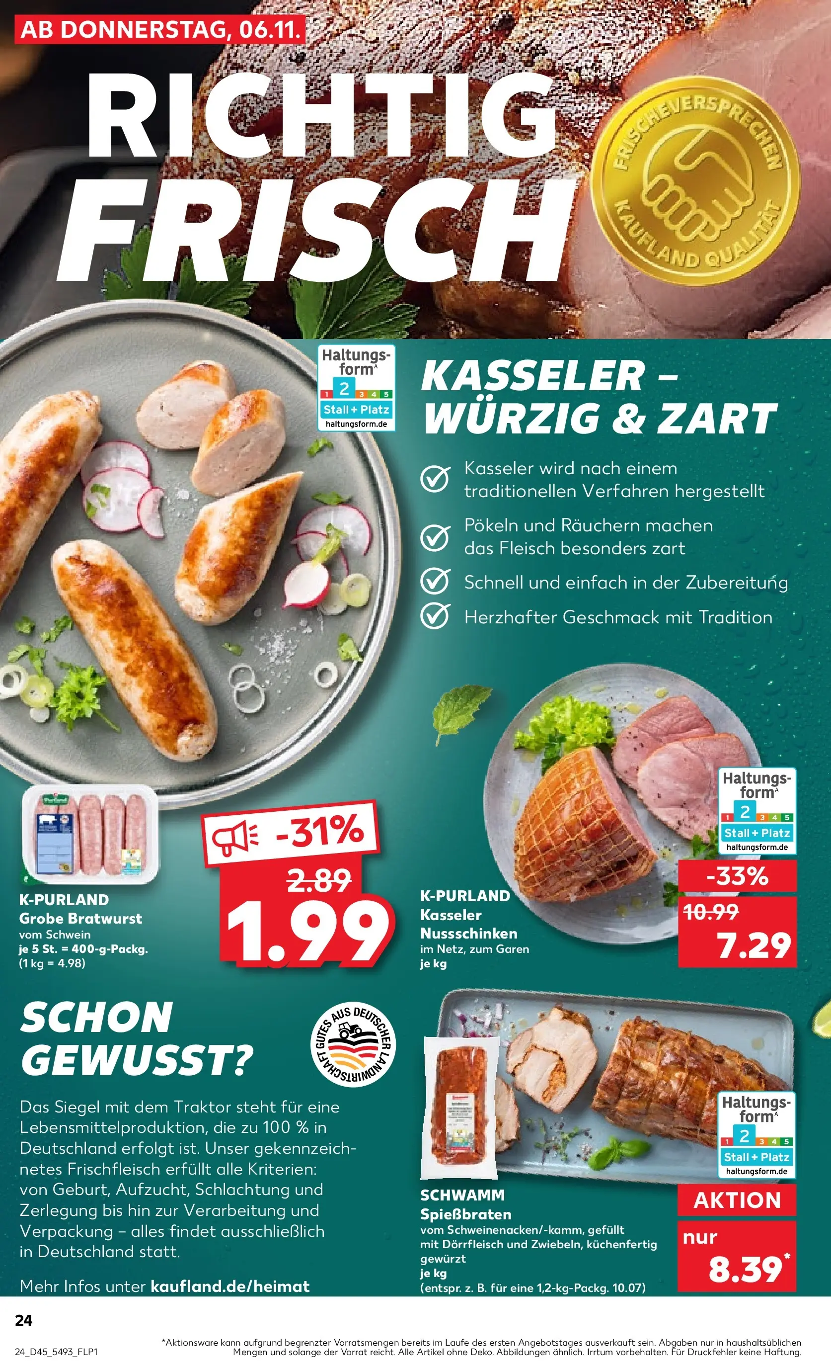 Prospekt Kaufland ab 05.11.2025 » Angebote und Werbung Online | Seite: 32 | Produkte: Bratwurst, Fleisch Prospekt Kaufland ab 05.11.2025 » Angebote Online zum Blättern | Seite: 32 | Produkte: Bratwurst, Fleisch