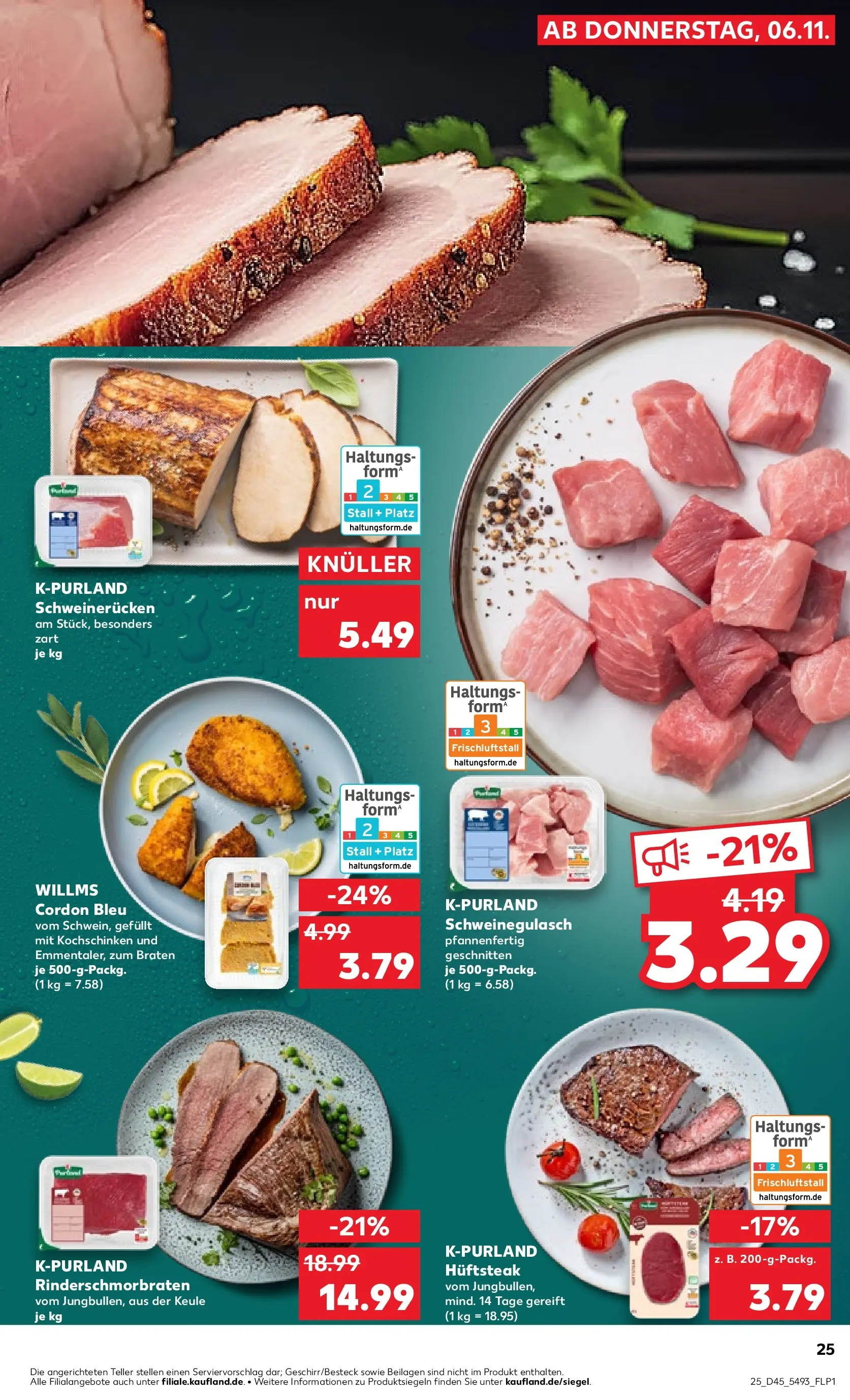Prospekt Kaufland ab 05.11.2025 » Angebote und Werbung Online | Seite: 33 | Produkte: Schweinegulasch, Schweinerucken, Steak Prospekt Kaufland ab 05.11.2025 » Angebote Online zum Blättern | Seite: 33 | Produkte: Schweinegulasch, Schweinerucken, Steak