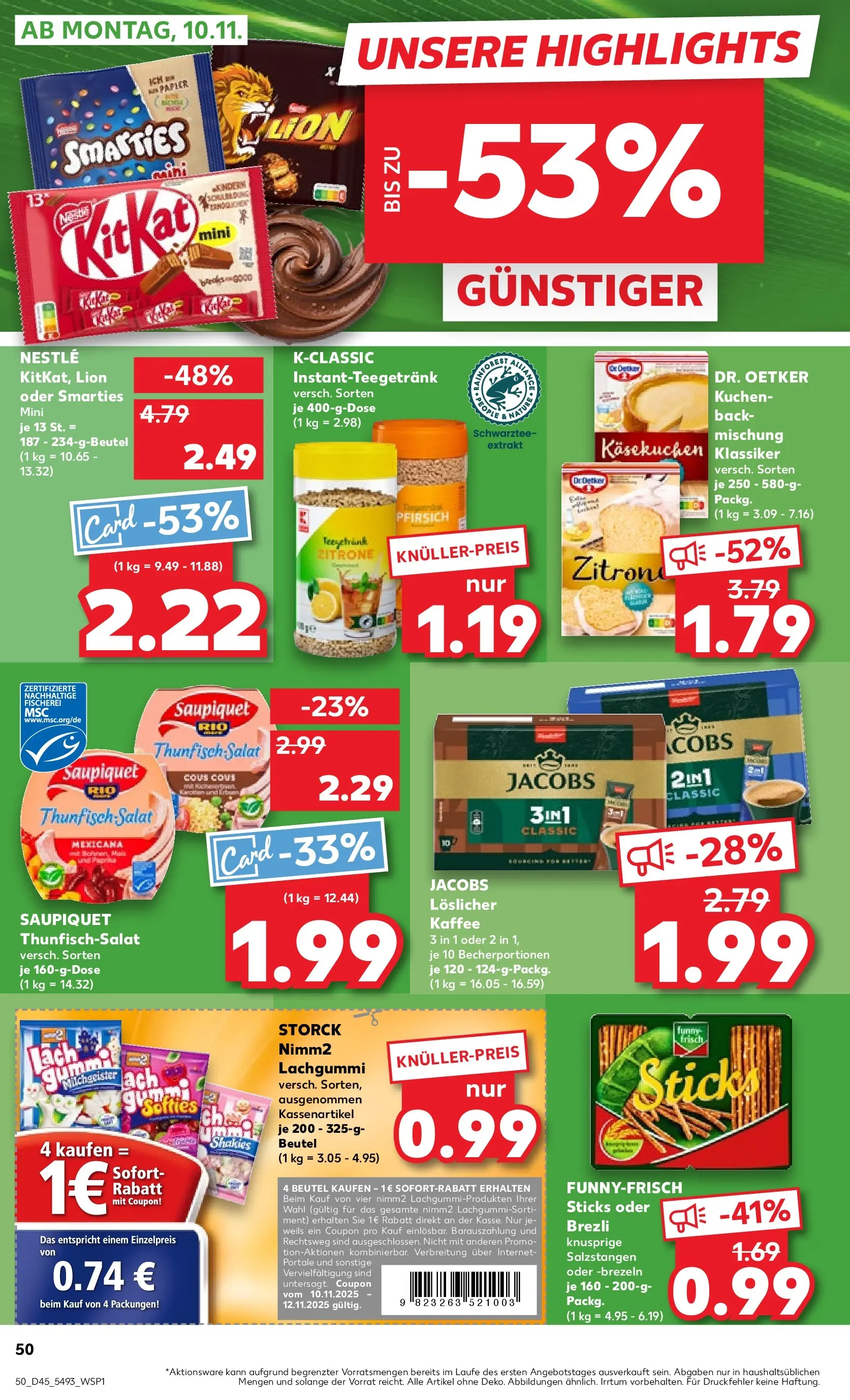 Prospekt Kaufland ab 06.11.2025 » Angebote Online zum Blättern | Seite: 54 | Produkte: Smarties, Pfirsich, Kuchen, Salat