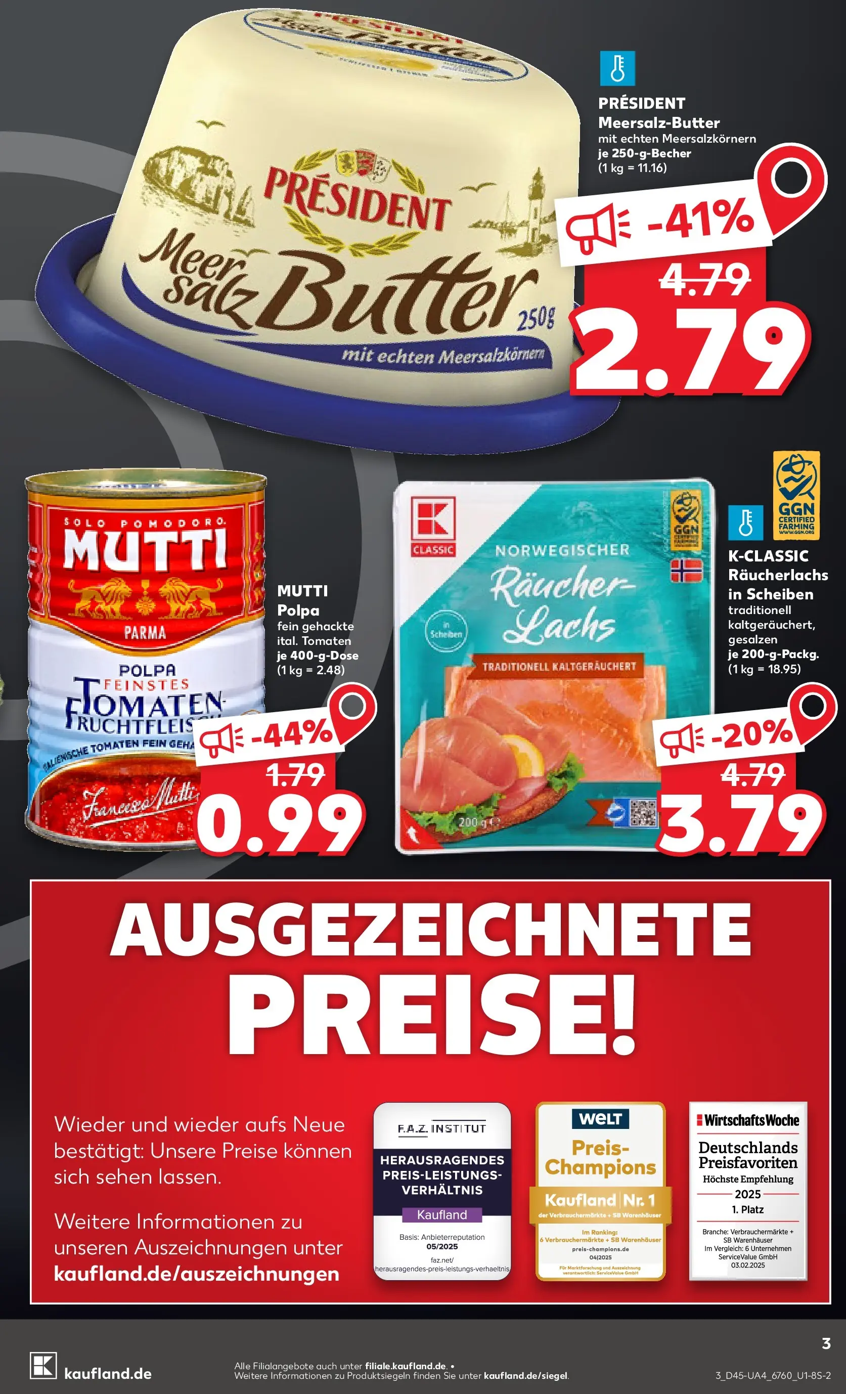 Prospekt Kaufland ab 05.11.2025 » Angebote und Werbung Online | Seite: 3 | Produkte: Butter, Tomaten, Lachs, Salz Prospekt Kaufland ab 05.11.2025 » Angebote Online zum Blättern | Seite: 3 | Produkte: Butter, Tomaten, Lachs, Salz