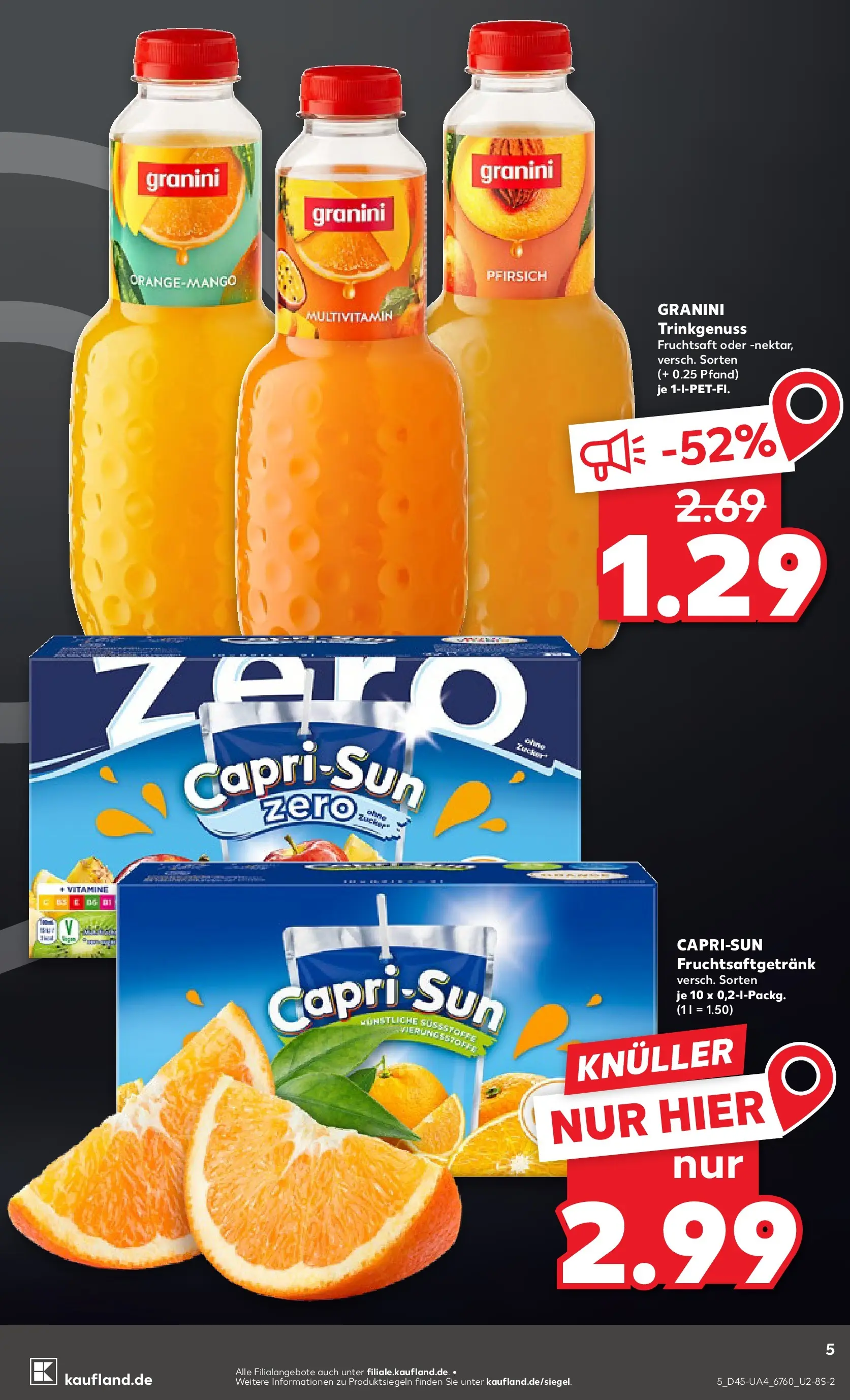Prospekt Kaufland ab 05.11.2025 » Angebote und Werbung Online | Seite: 5 | Produkte: Pfirsich, Granini, Fruchtsaft Prospekt Kaufland ab 05.11.2025 » Angebote Online zum Blättern | Seite: 5 | Produkte: Pfirsich, Granini, Fruchtsaft