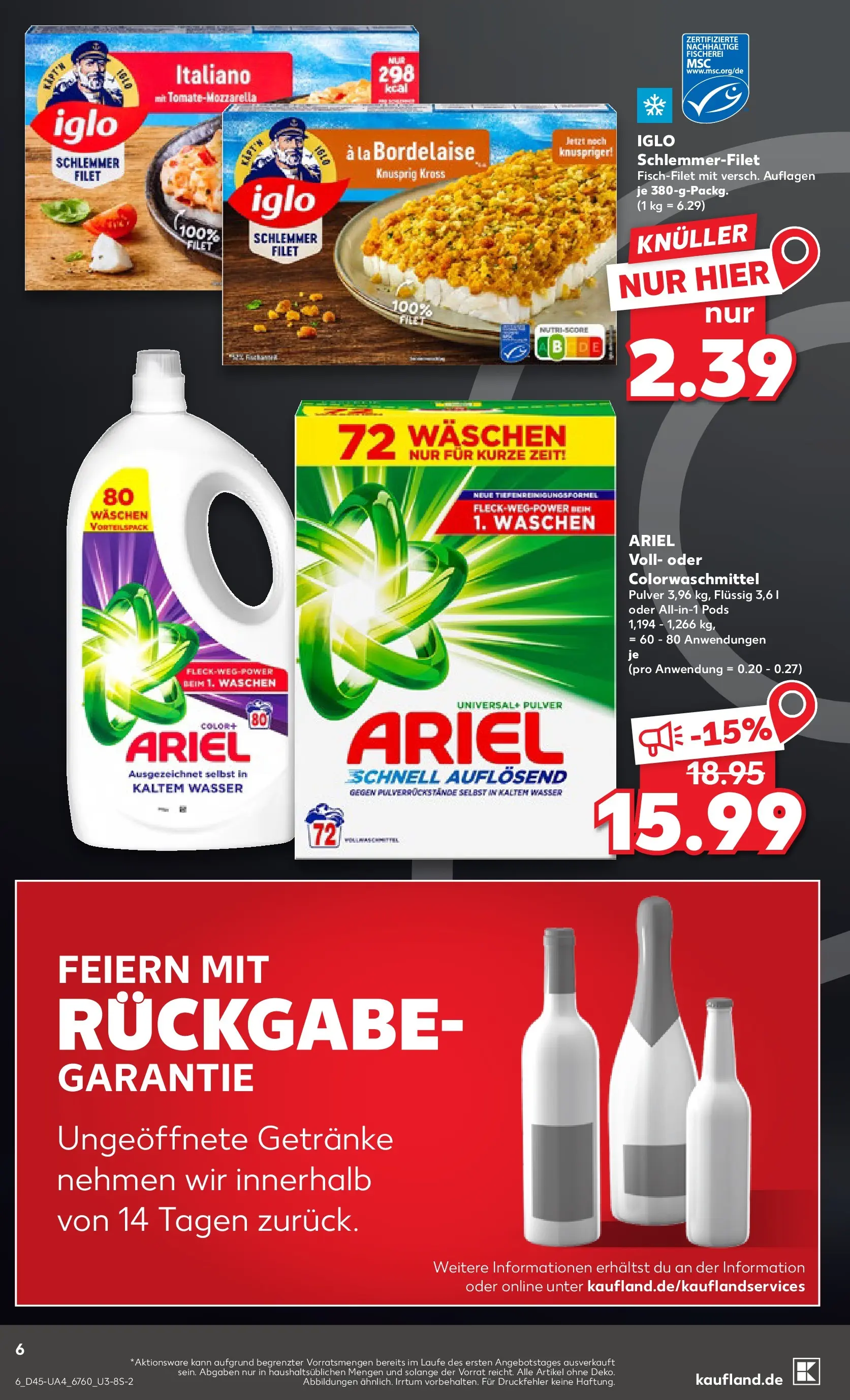 Prospekt Kaufland ab 05.11.2025 » Angebote und Werbung Online | Seite: 6 | Produkte: Ariel, Iglo, Wasser Prospekt Kaufland ab 05.11.2025 » Angebote Online zum Blättern | Seite: 6 | Produkte: Ariel, Iglo, Wasser