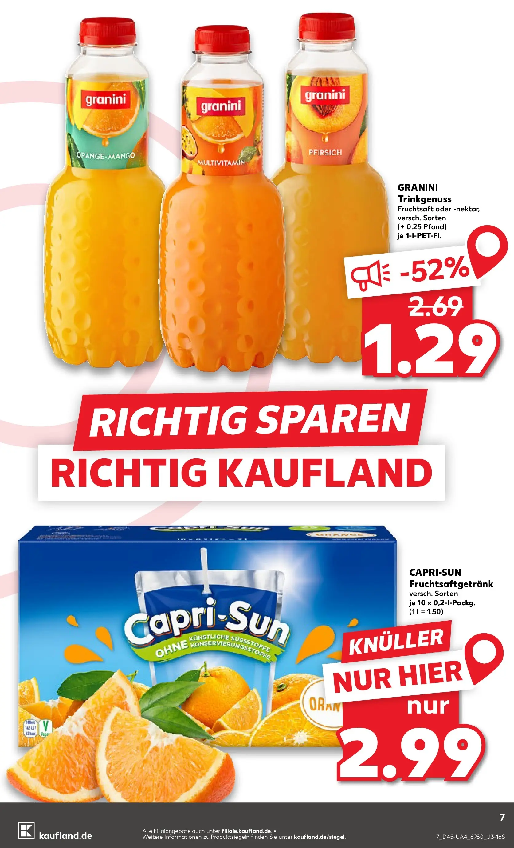 Prospekt Kaufland ab 06.11.2025 » Angebote und Werbung Online | Seite: 7 | Produkte: Pfirsich, Granini, Fruchtsaft Prospekt Kaufland ab 06.11.2025 » Angebote Online zum Blättern | Seite: 7 | Produkte: Pfirsich, Granini, Fruchtsaft