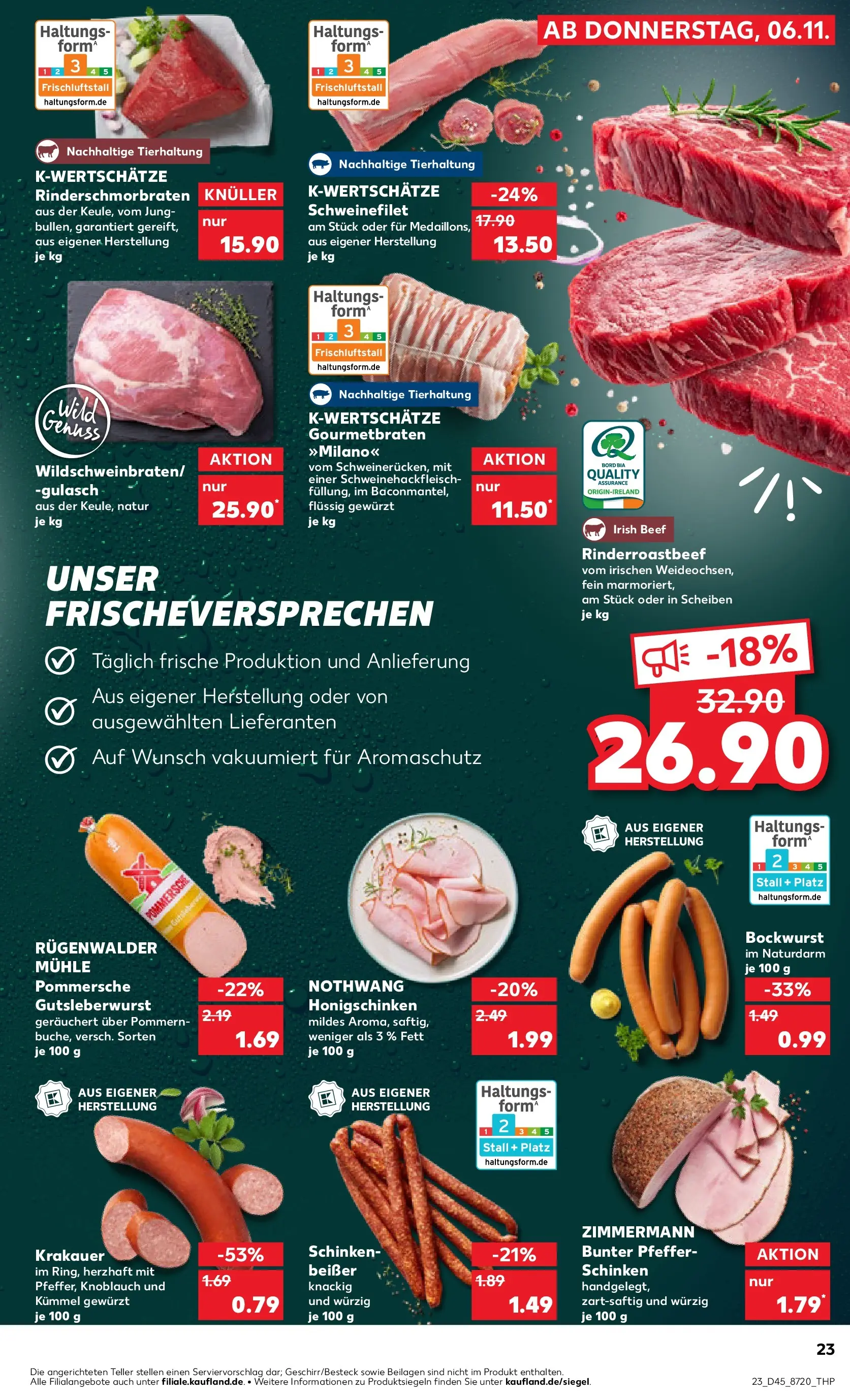 Prospekt Kaufland ab 06.11.2025 » Angebote und Werbung Online | Seite: 23 | Produkte: Bockwurst, Schweinefilet, Gulasch, Knoblauch Prospekt Kaufland ab 06.11.2025 » Angebote Online zum Blättern | Seite: 23 | Produkte: Bockwurst, Schweinefilet, Gulasch, Knoblauch