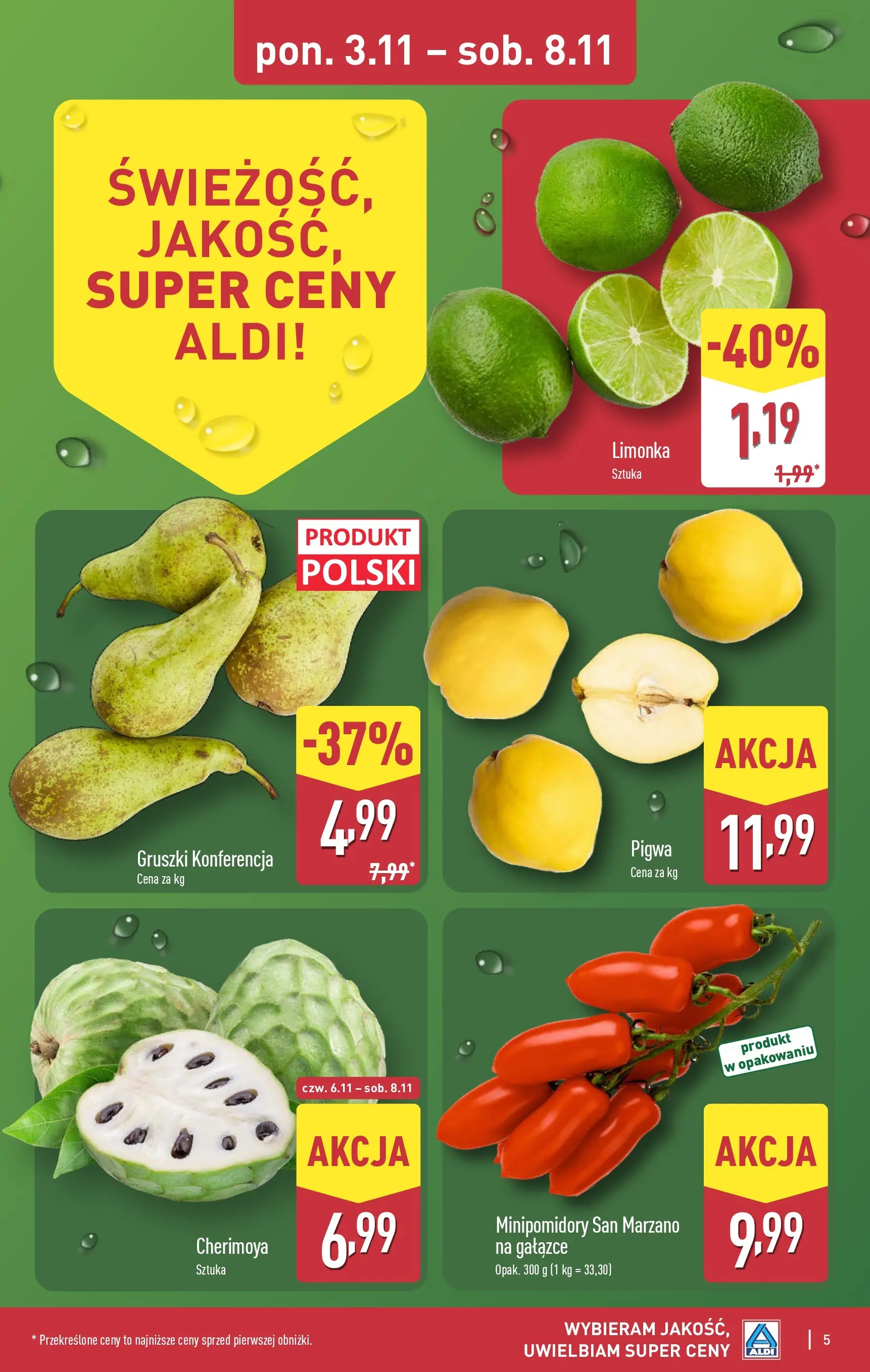 Aldi - Aż do 90% taniej w ALDI! od 02.11.2025 - Ulotka PDF, promocje | Strona: 5 | Produkty: Limonka, Pigwa