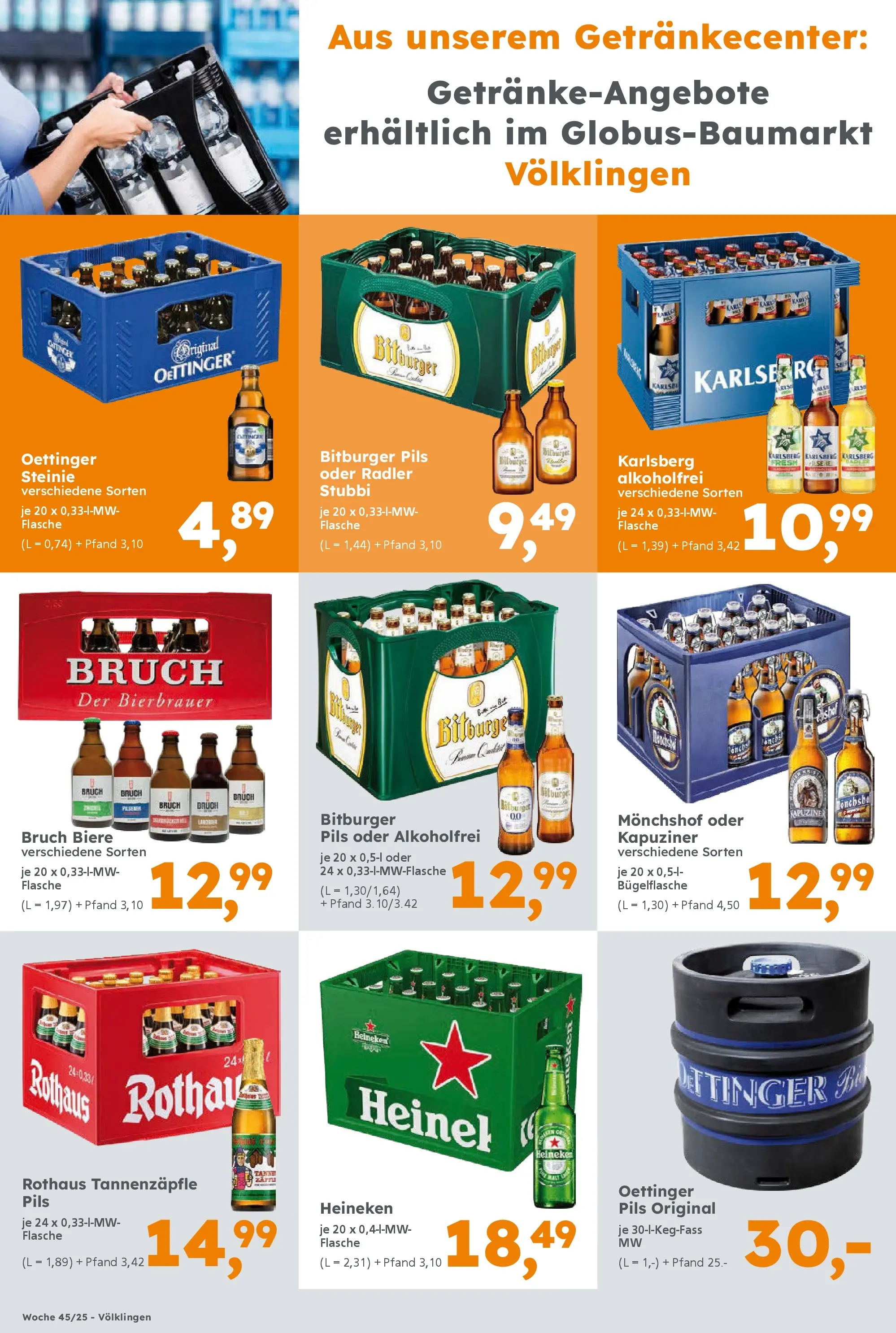 Globus Baumarkt prospekt Heusweiler	 (ab 03.11.2025) zum Blättern | Seite: 16 | Produkte: Bitburger, Burger, Heineken, Radler