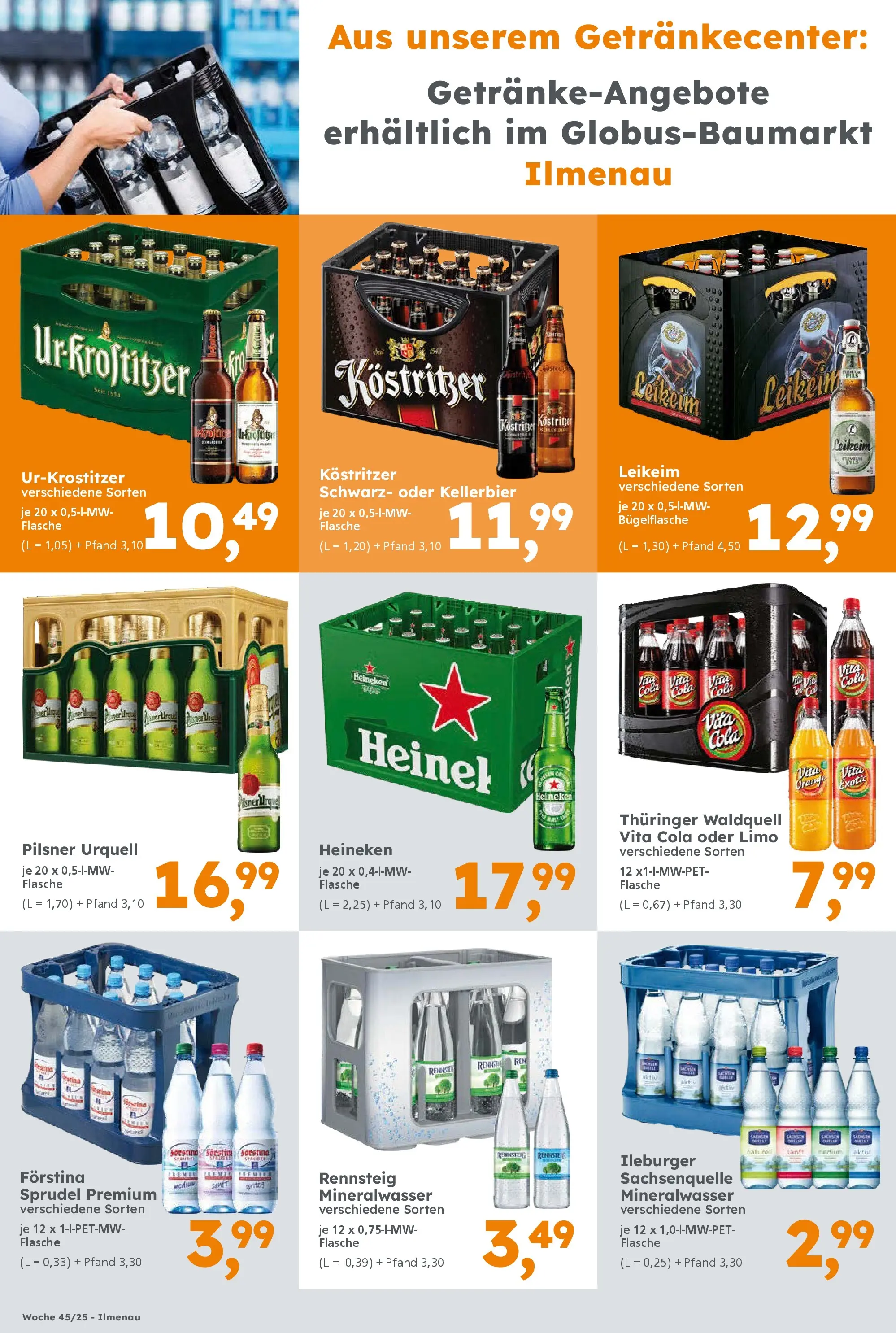 Globus Baumarkt prospekt Ilmenau	 (ab 03.11.2025) zum Blättern | Seite: 16 | Produkte: Cola, Kostritzer, Heineken, Vita cola