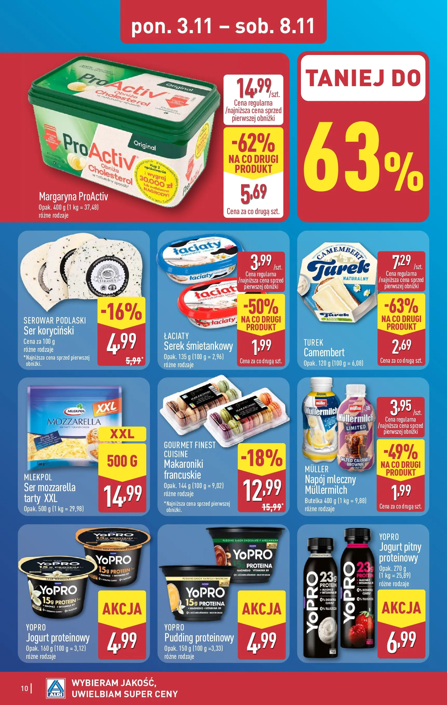 Aldi - Aż do 90% taniej w ALDI! od 02.11.2025 - Ulotka PDF, promocje | Strona: 10 | Produkty: Jogurt pitny, Margaryna, Ser, Mozzarella