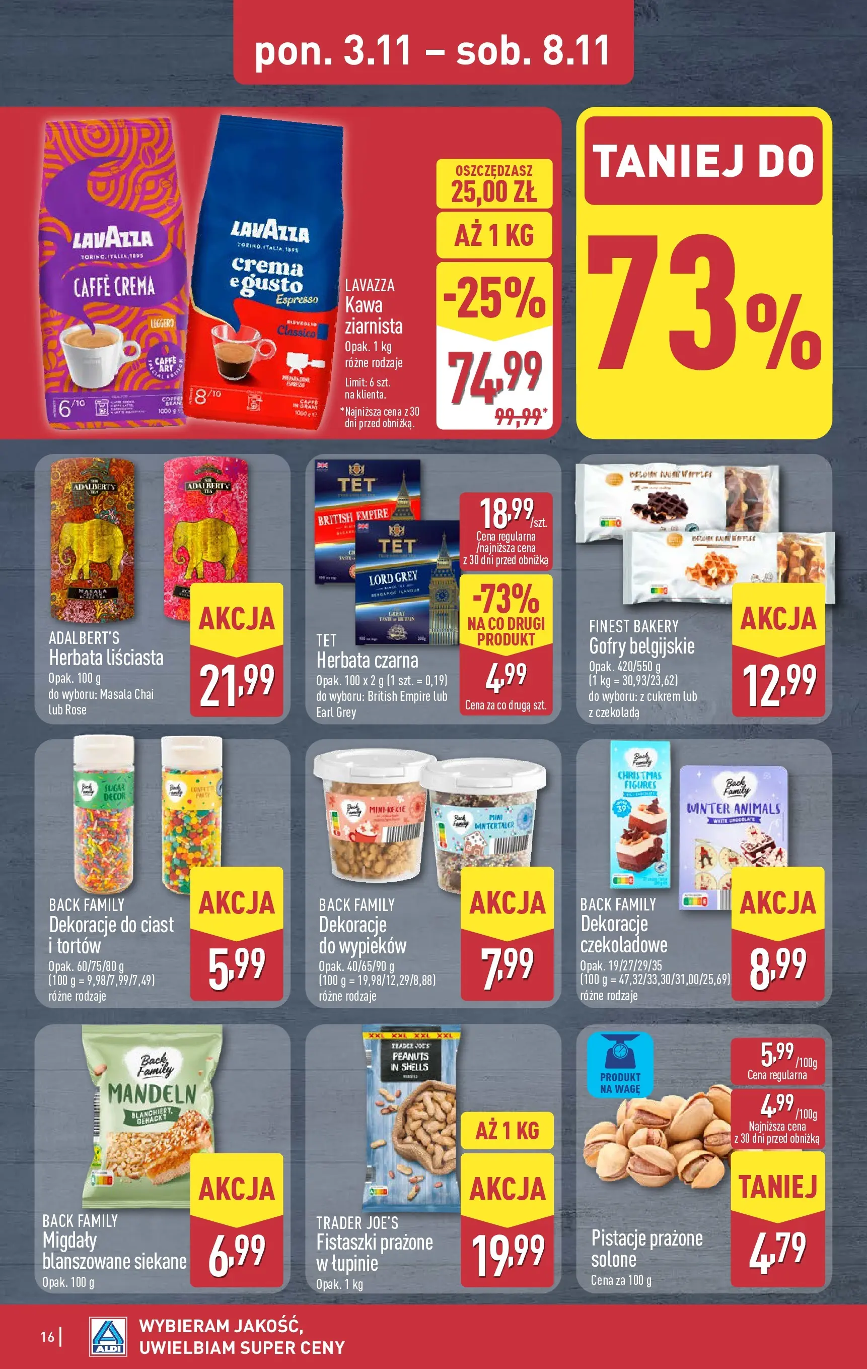 Aldi - Aż do 90% taniej w ALDI! od 02.11.2025 - Ulotka PDF, promocje | Strona: 16 | Produkty: Herbata liściasta, Lavazza, Czekolada, Herbata