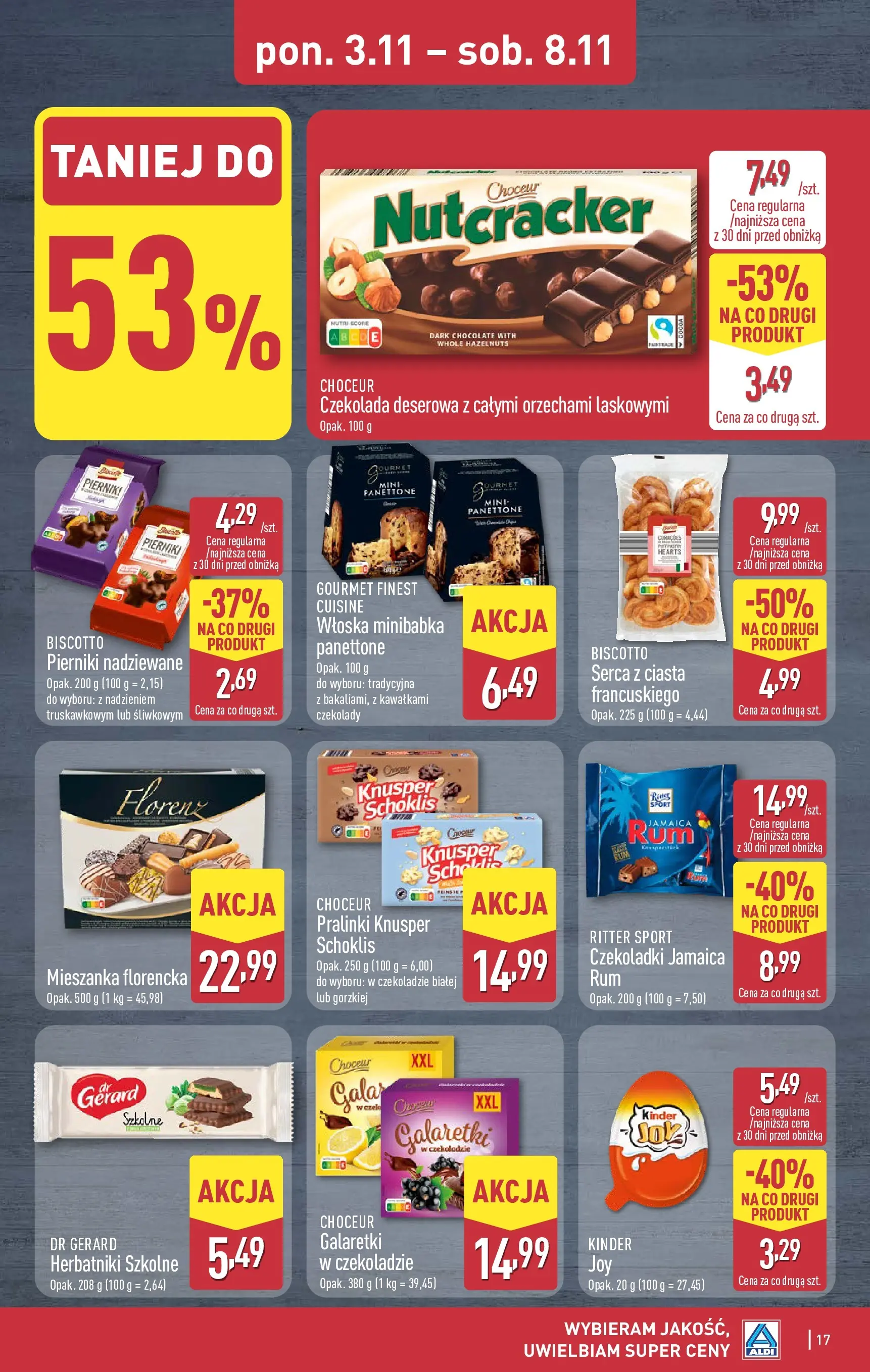 Aldi - Aż do 90% taniej w ALDI! od 02.11.2025 - Ulotka PDF, promocje | Strona: 17 | Produkty: Pierniki, Galaretki, Czekoladki, Czekolada deserowa