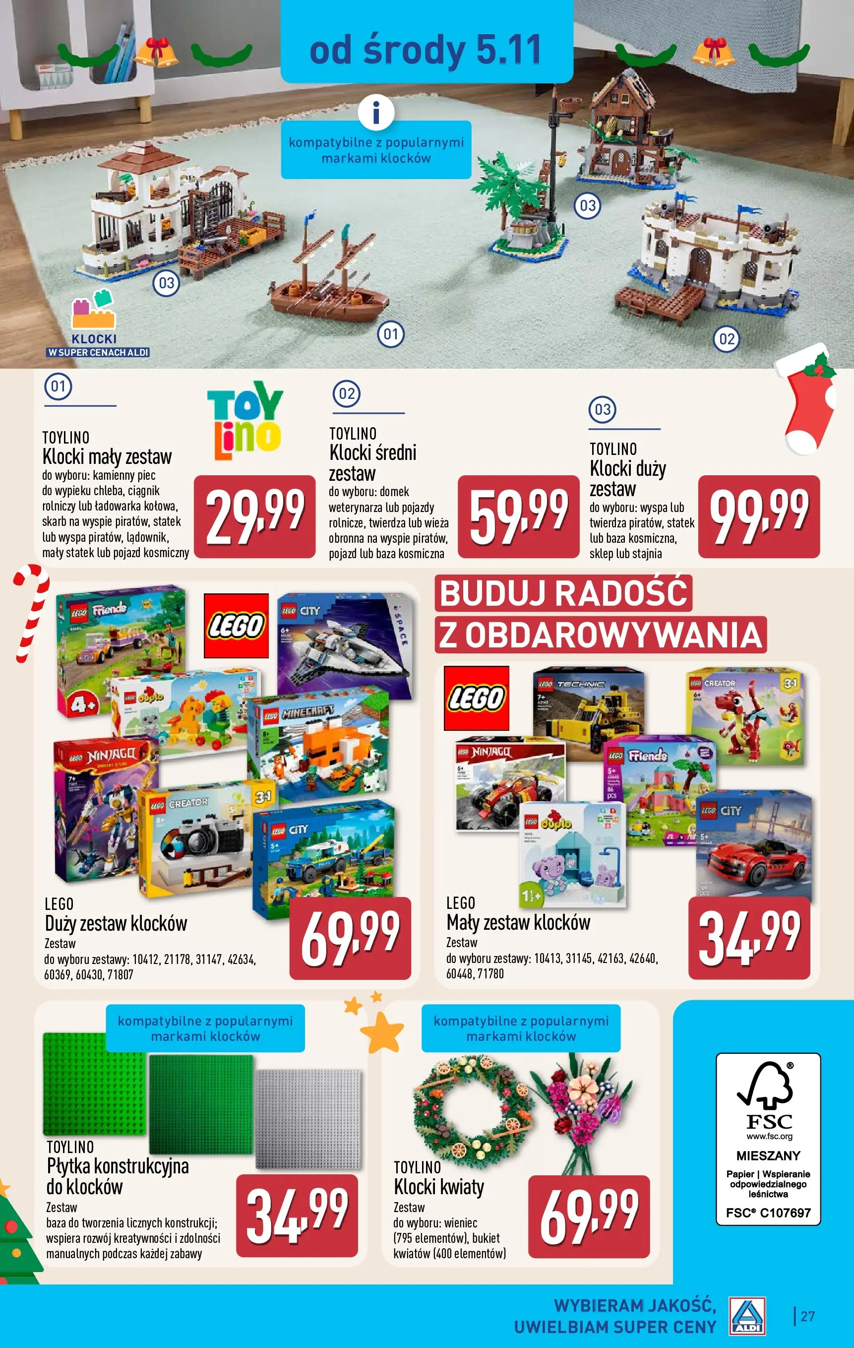 Aldi - Aż do 90% taniej w ALDI! od 02.11.2025 - Ulotka PDF, promocje | Strona: 27 | Produkty: Ładowarka, Wieniec, Lego, Kwiaty