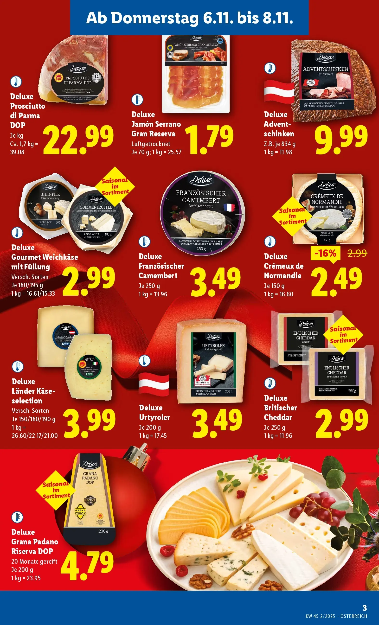 Lidl - Lidl: Flugblatt in deiner Nähe ab 05.11.2025 - Angebote ab donnerstag | Seite: 3 | Produkte: Käse, Schinken